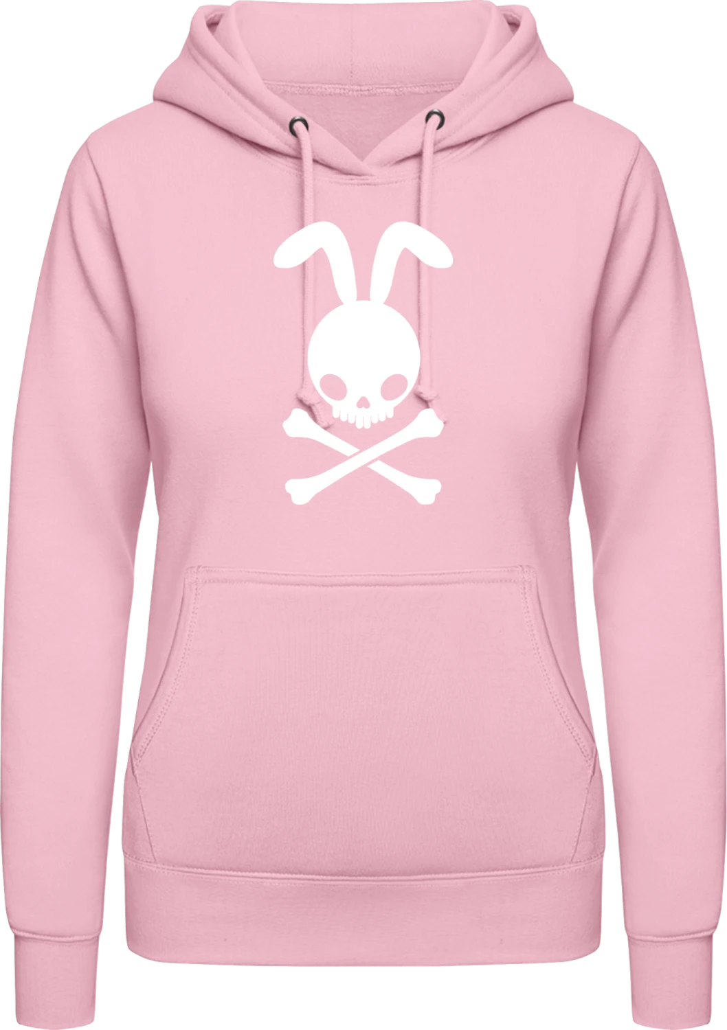 Rabbit Skull And Crossbones - Baby pink AWDis ladies hoodie - Front