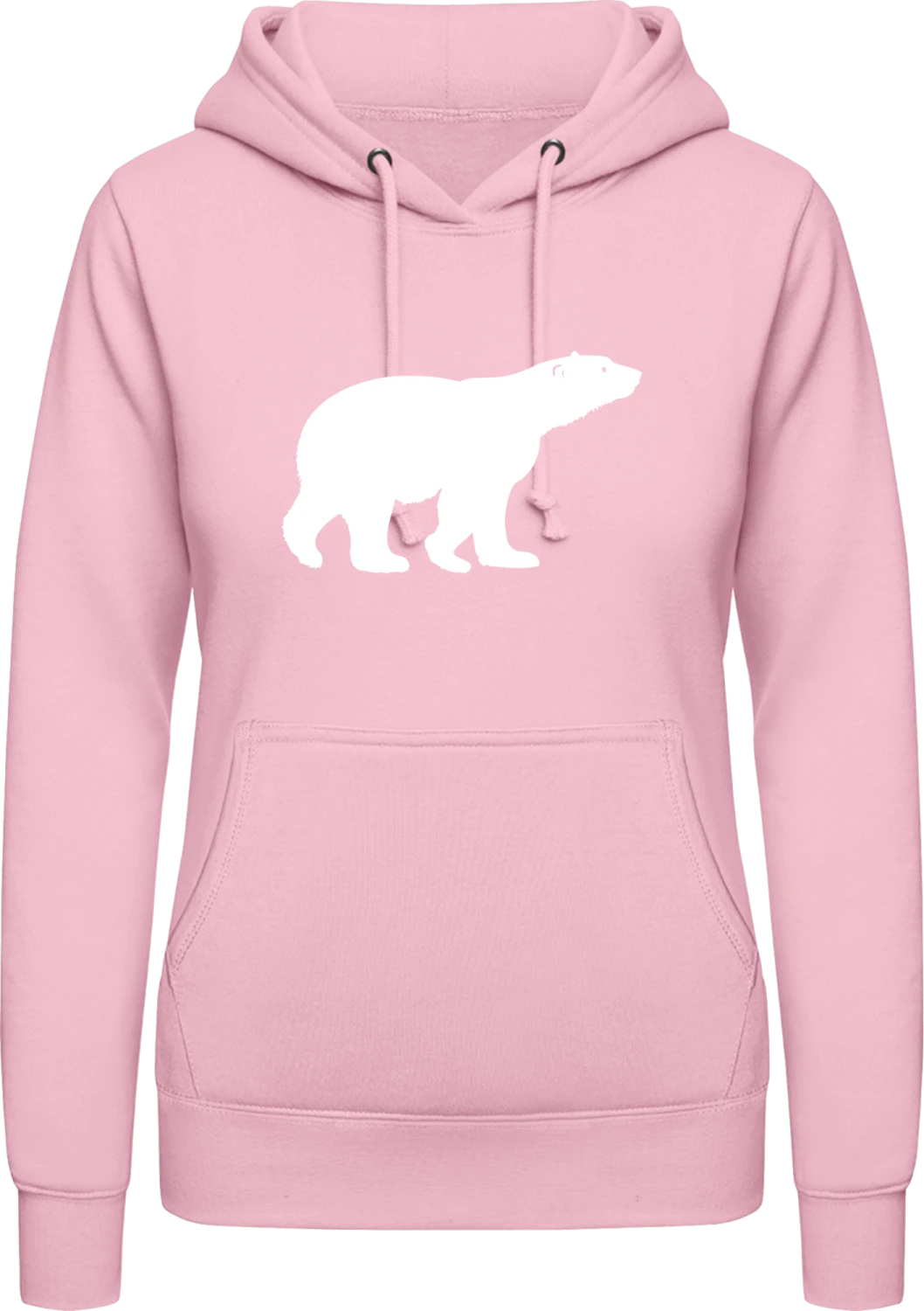 Ice Bear Silhouette - Baby pink AWDis ladies hoodie - Front