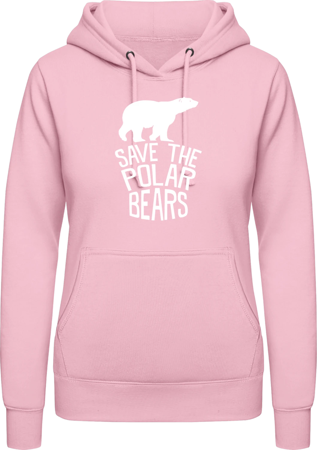 Save The Polar Bears - Baby pink AWDis ladies hoodie - Front