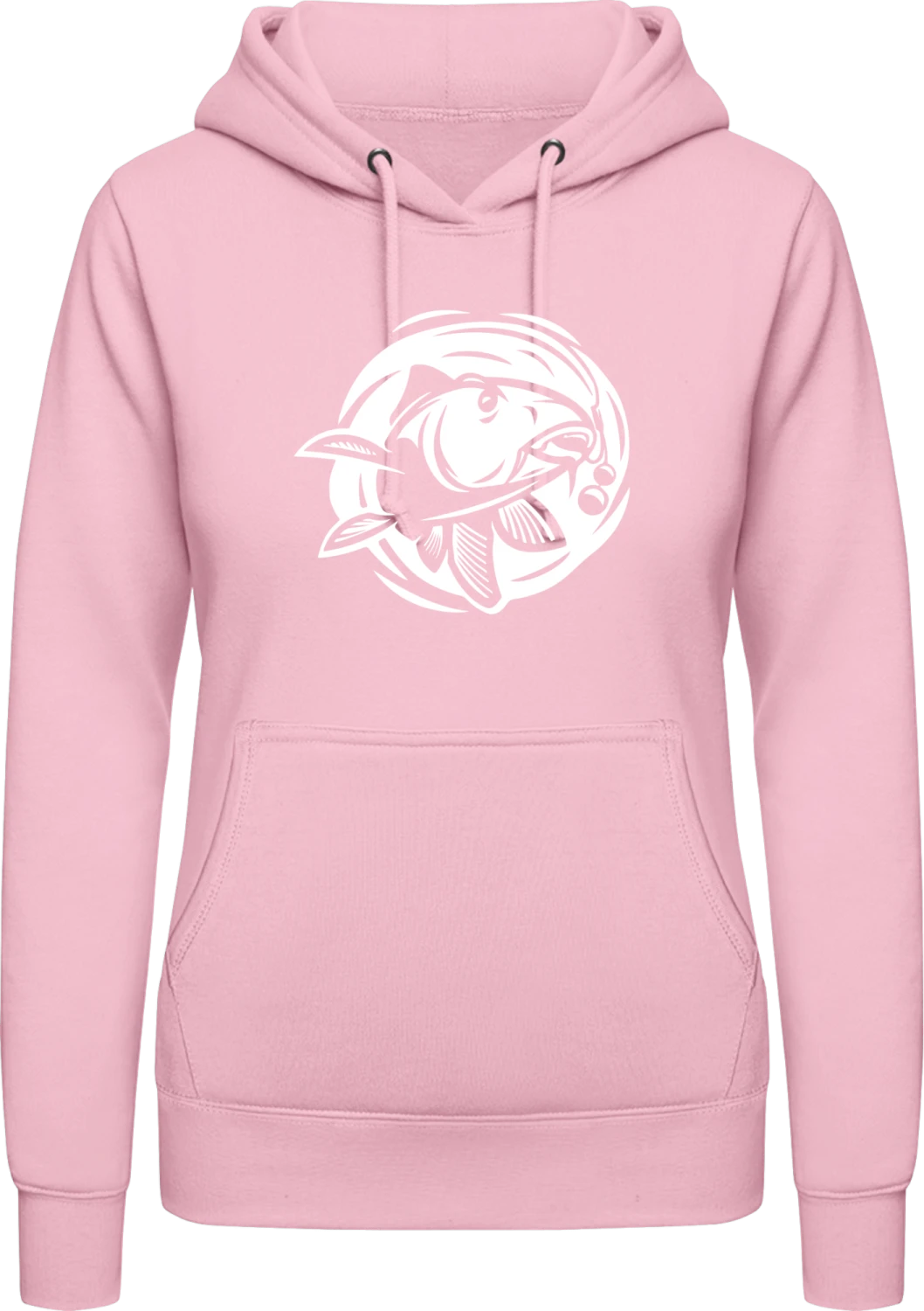 Carp Fish With Boilie - Baby pink AWDis ladies hoodie - Front