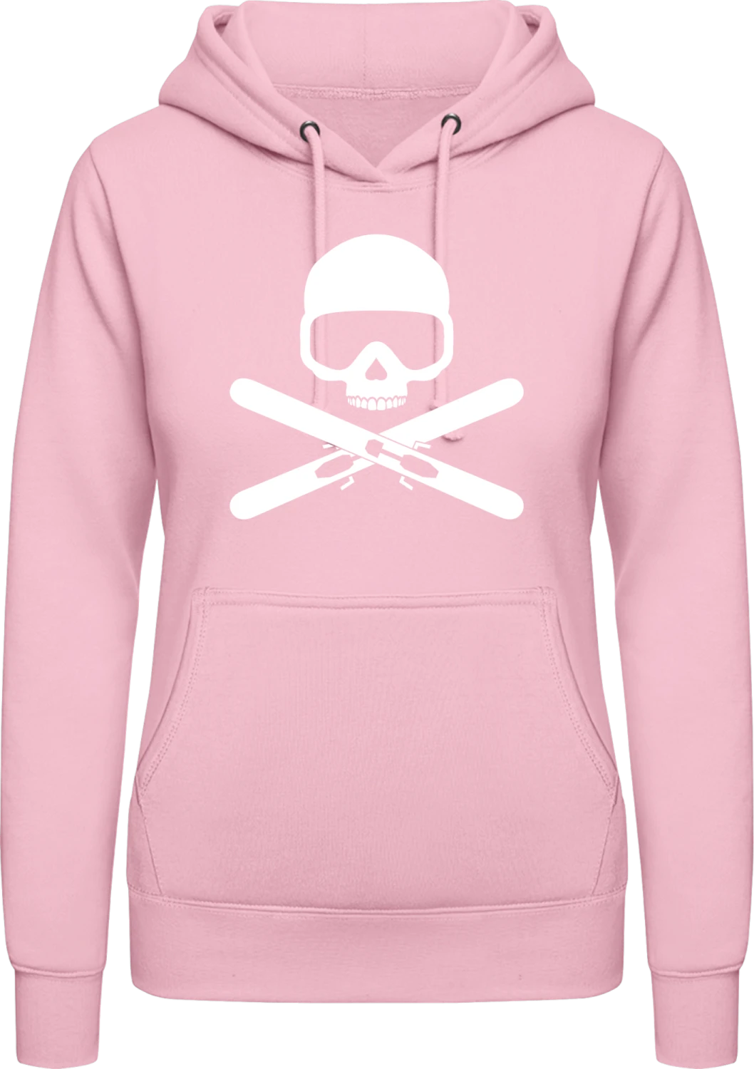 Skull And Cross Skis - Baby pink AWDis ladies hoodie - Front