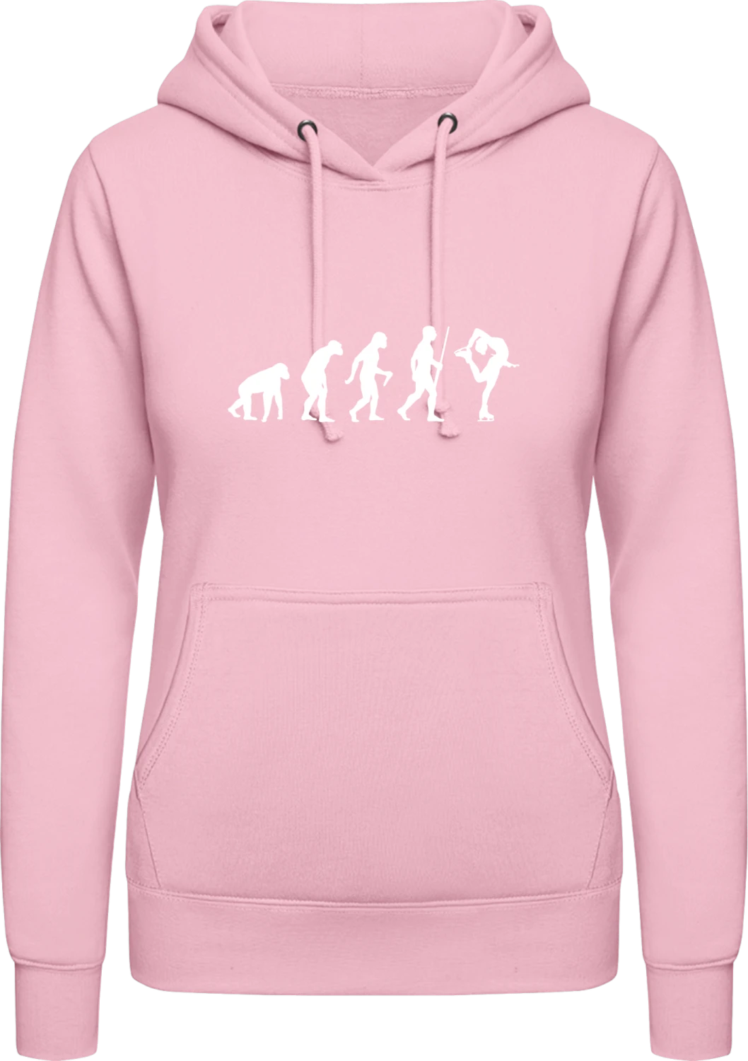 Ice Figure Skater Evolution Humour - Baby pink AWDis ladies hoodie - Front