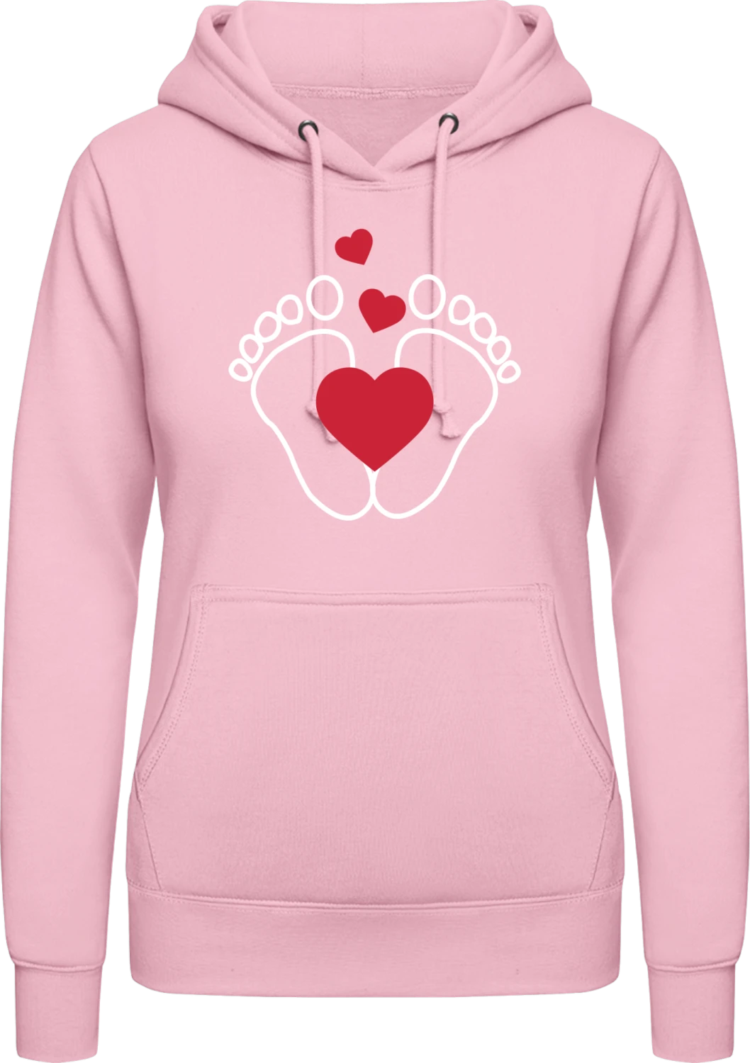 Baby Footprints - Baby pink AWDis ladies hoodie - Front