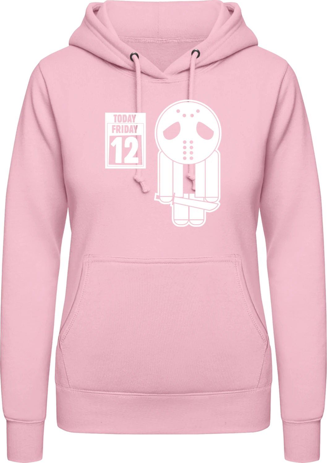 Fryday the 12th - Baby pink AWDis ladies hoodie - Front