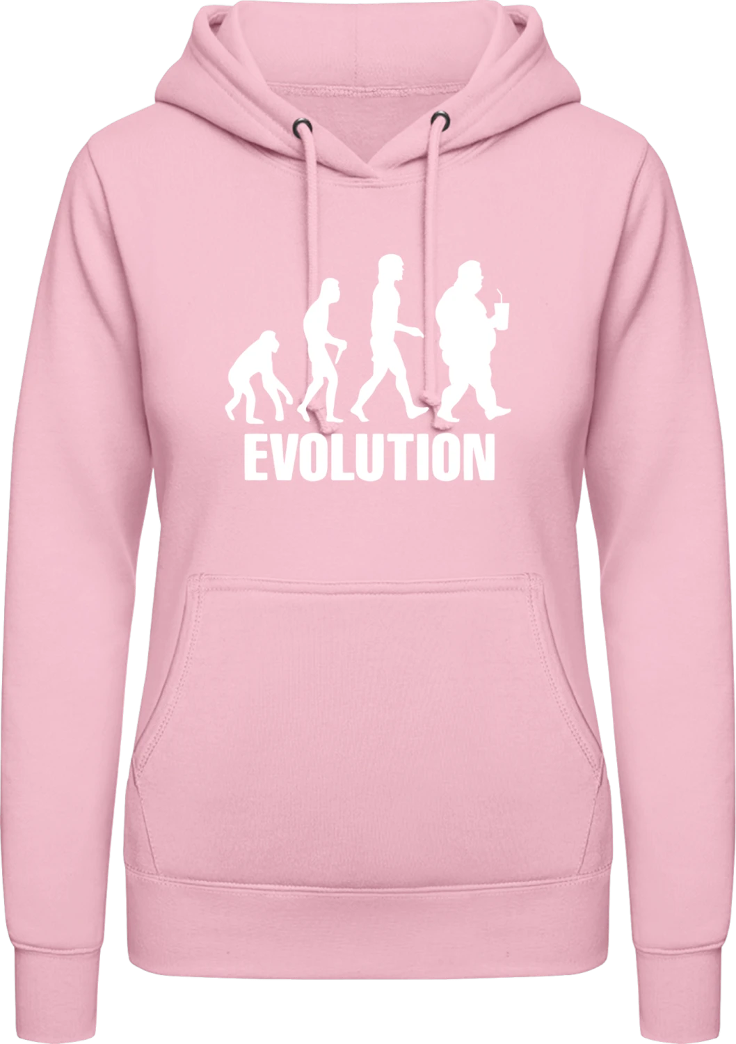 Man Evolution - Baby pink AWDis ladies hoodie - Front