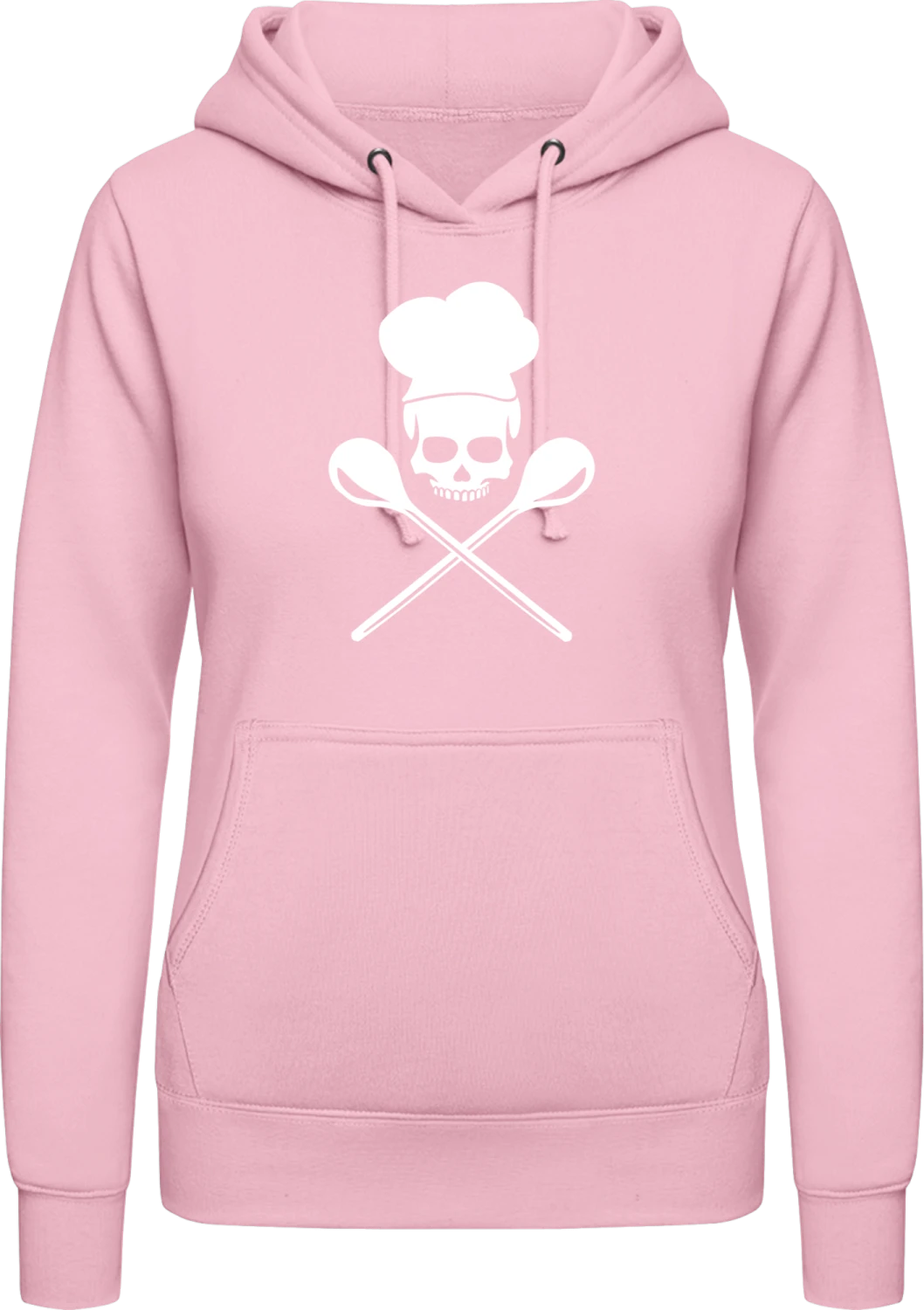 Cook Crossbones - Baby pink AWDis ladies hoodie - Front