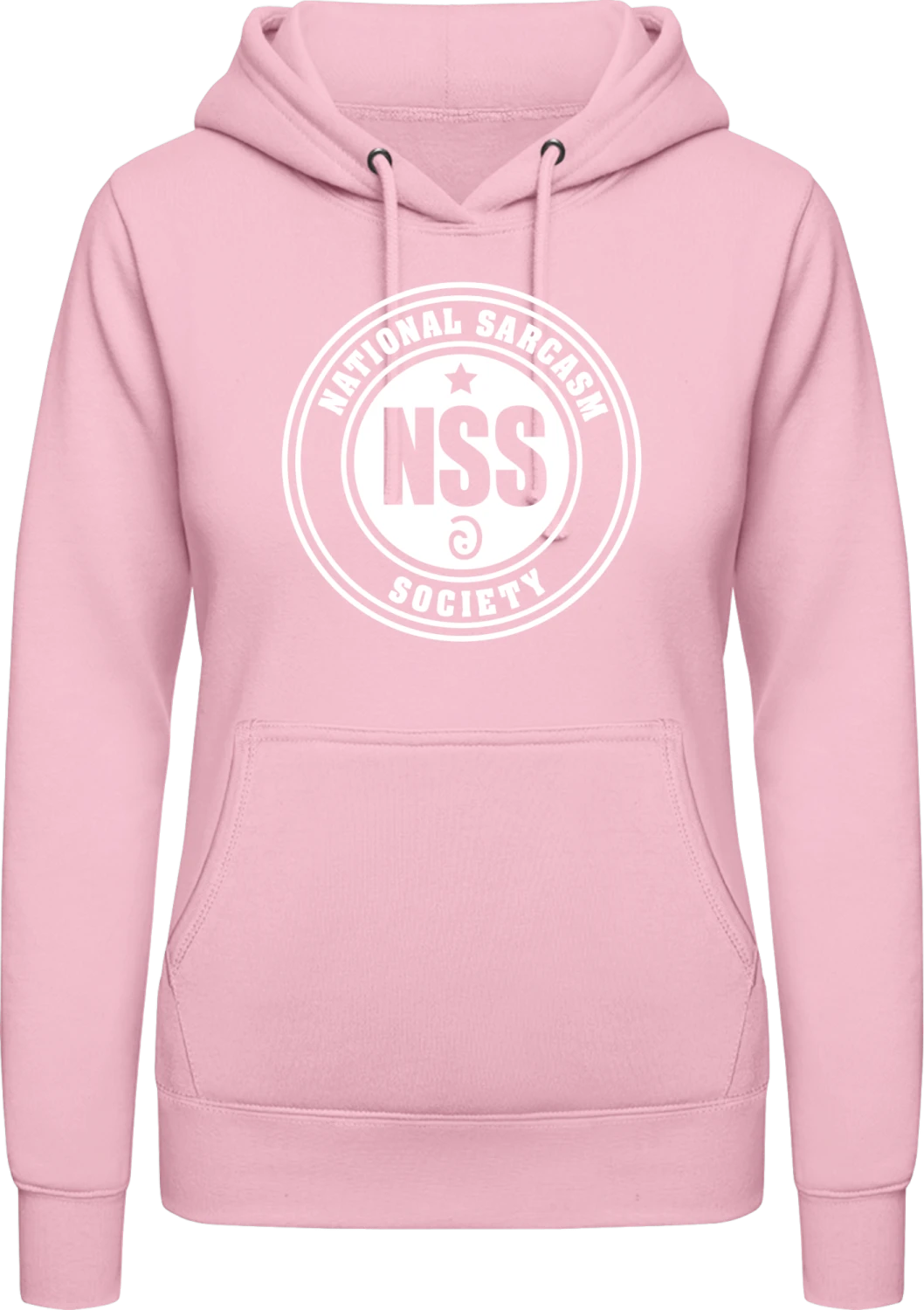 National Sarcasm Society - Baby pink AWDis ladies hoodie - Front