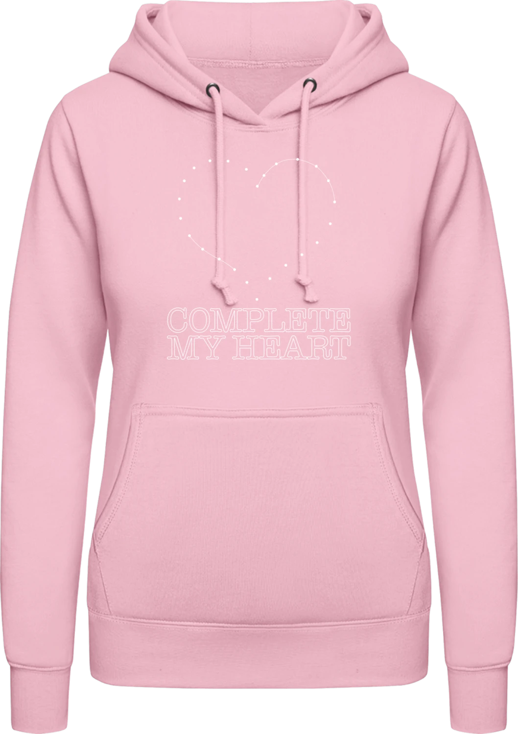 Complete My Hearth - Baby pink AWDis ladies hoodie - Front