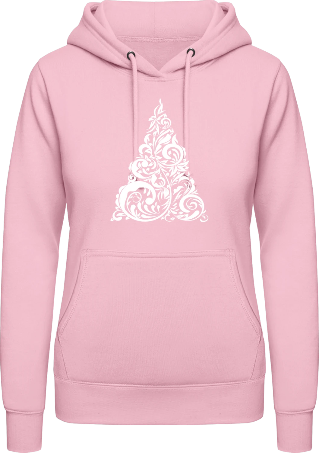 Christmas Tree Floral - Baby pink AWDis ladies hoodie - Front