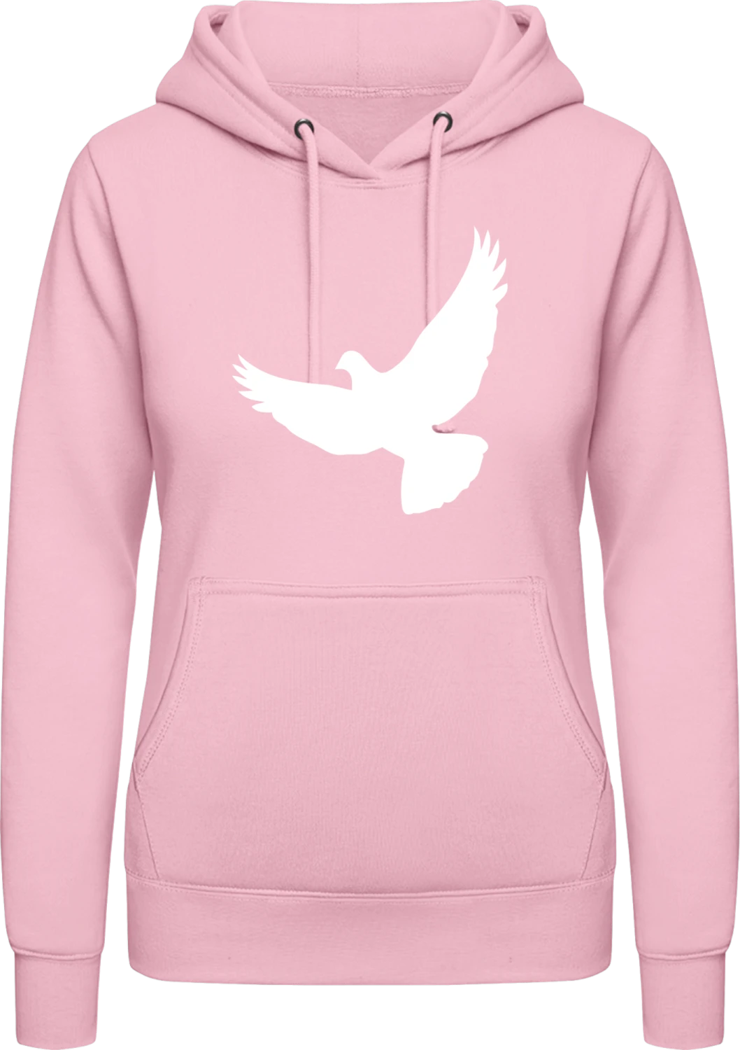 White Dove Icon - Baby pink AWDis ladies hoodie - Front