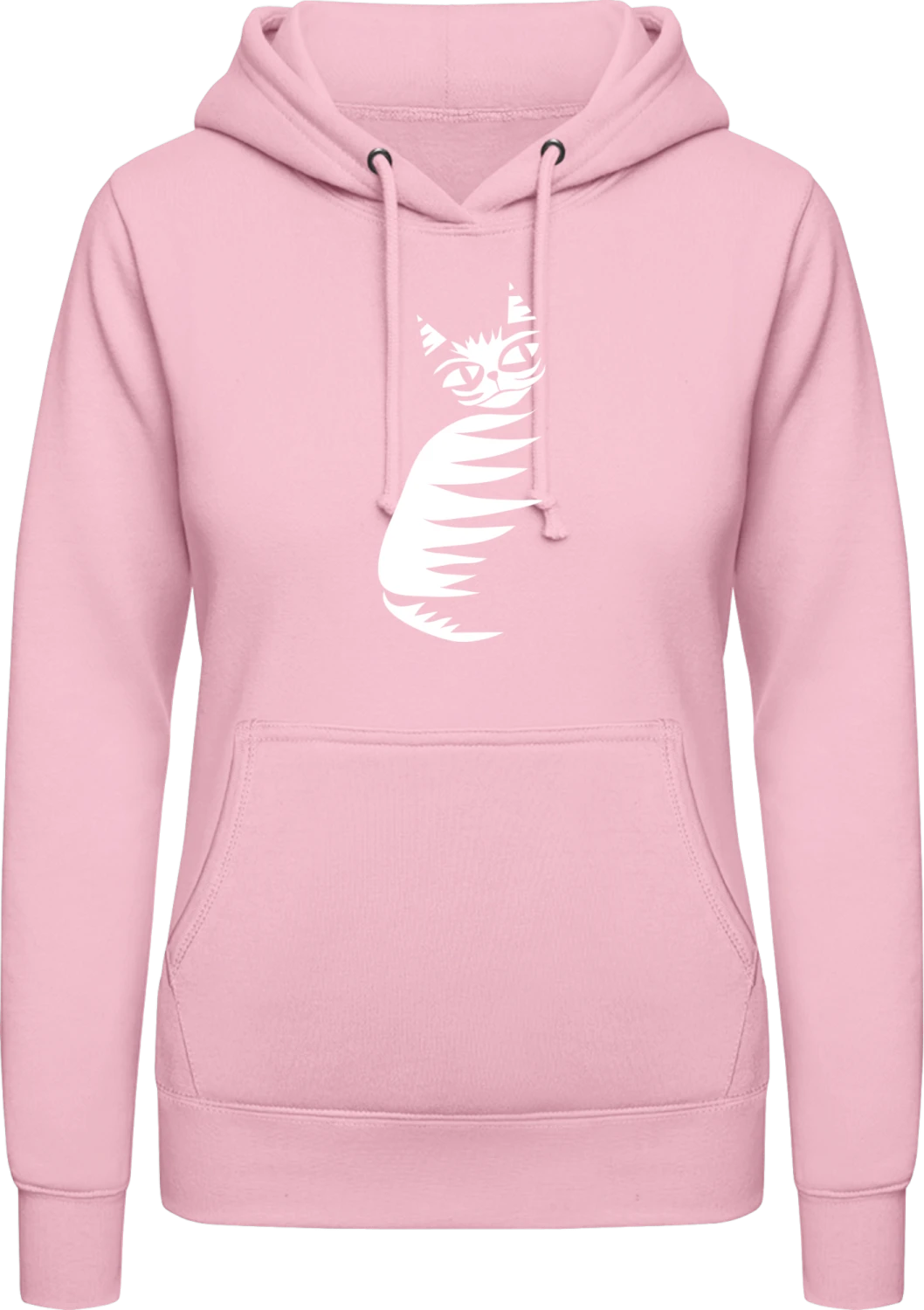 Cat Stripes - Baby pink AWDis ladies hoodie - Front