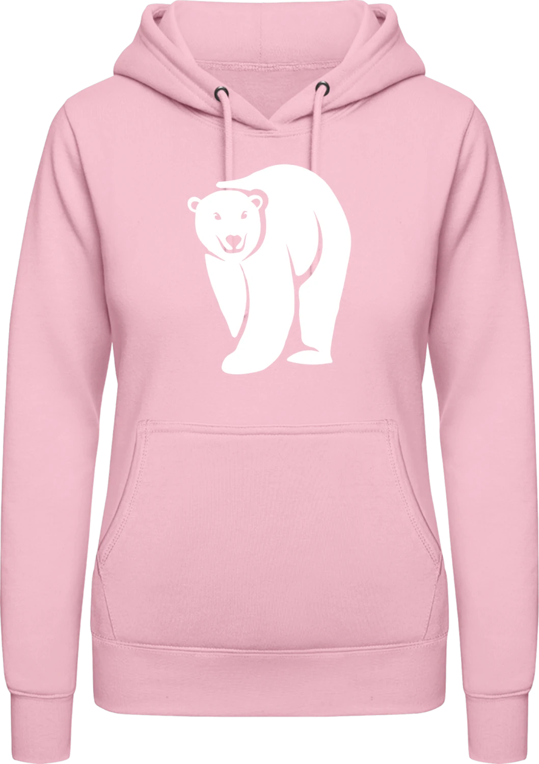 Polar Bear - Baby pink AWDis ladies hoodie - Front