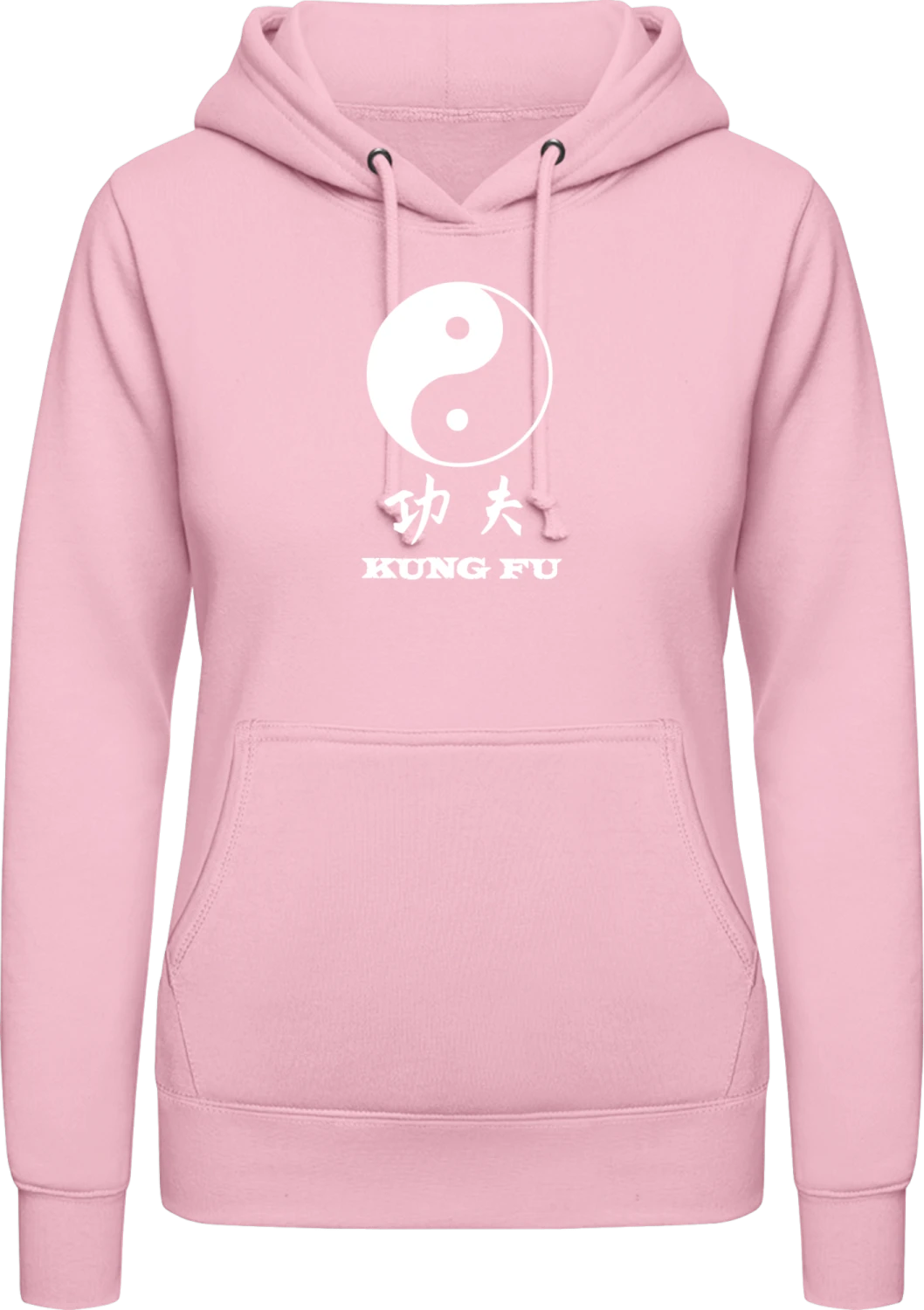 Kung Fu - Baby pink AWDis ladies hoodie - Front