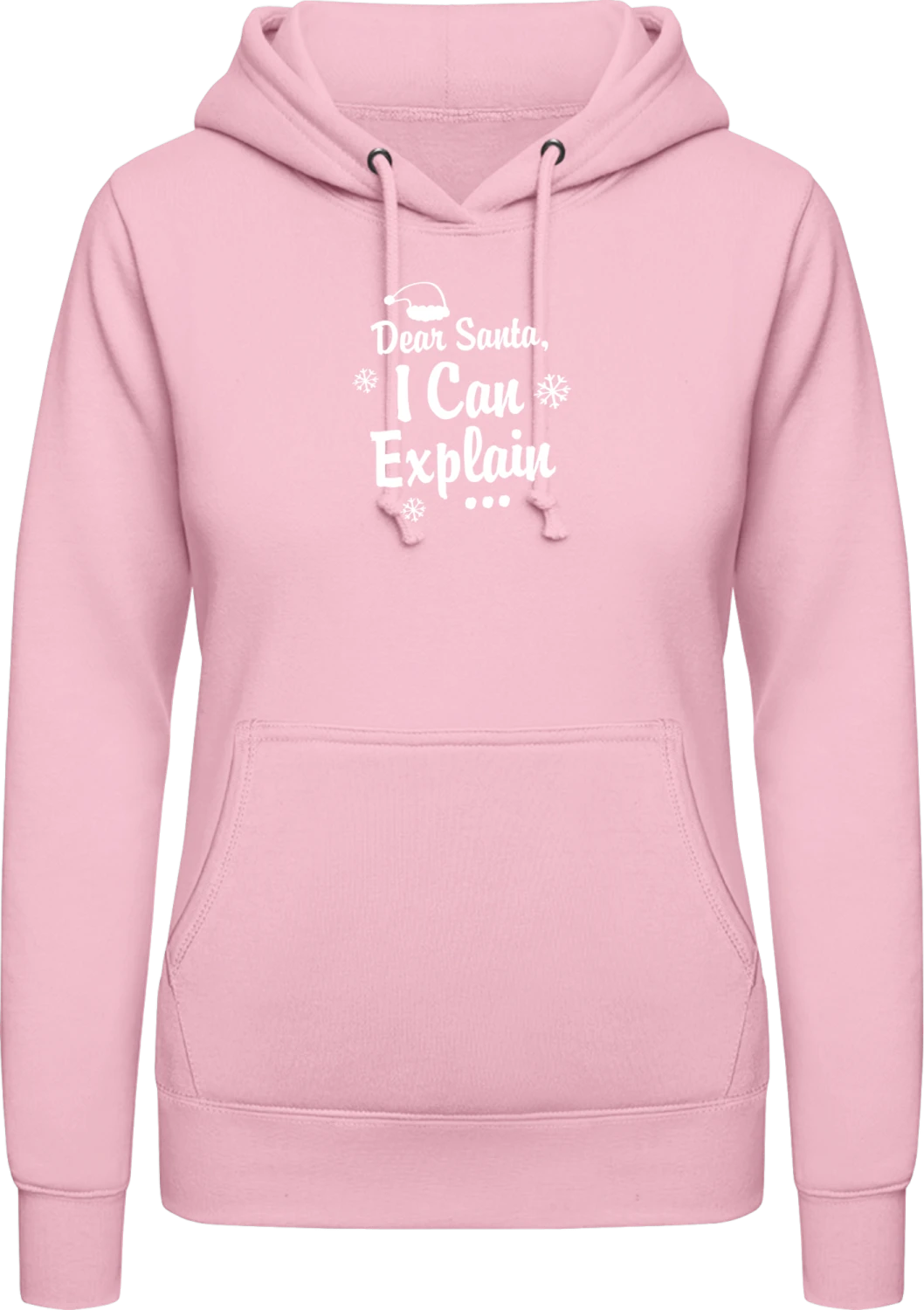 Dear Santa I Can Explain - Baby pink AWDis ladies hoodie - Front