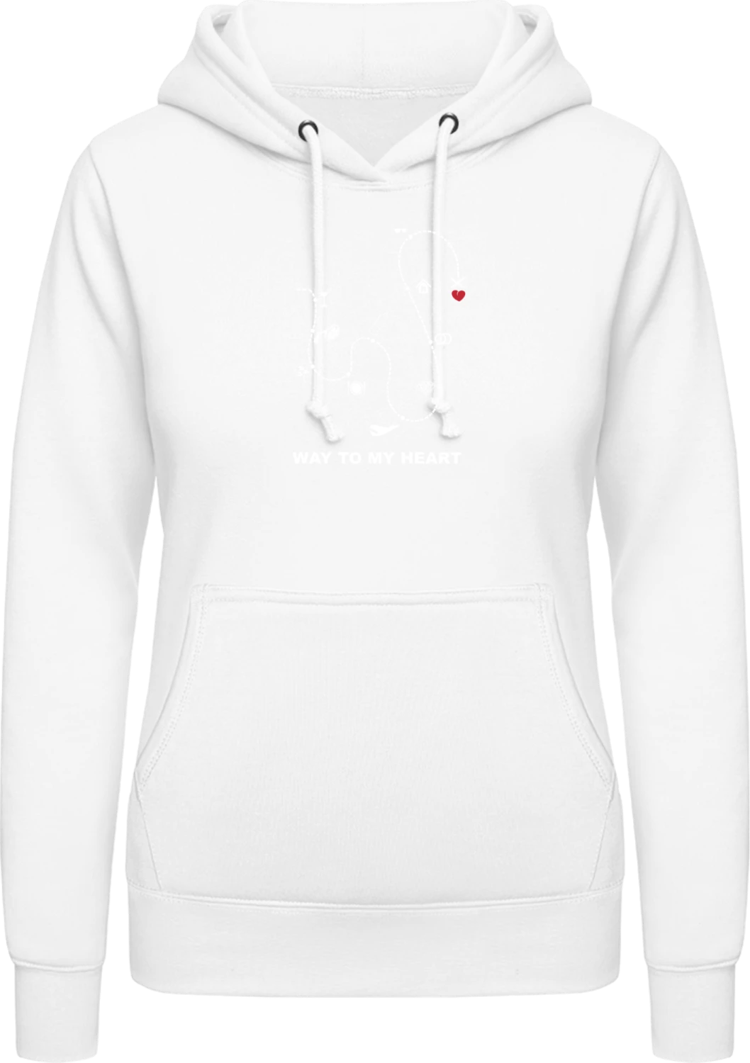 Way To My Heart - Arctic white AWDis ladies hoodie - Front