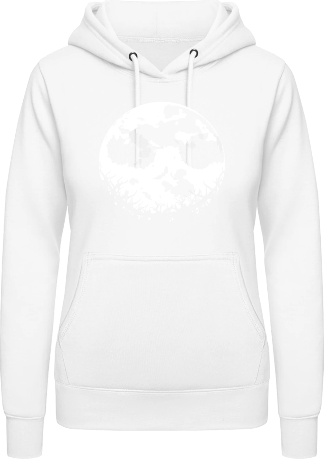 Halloween Moonlight Face - Arctic white AWDis ladies hoodie - Front