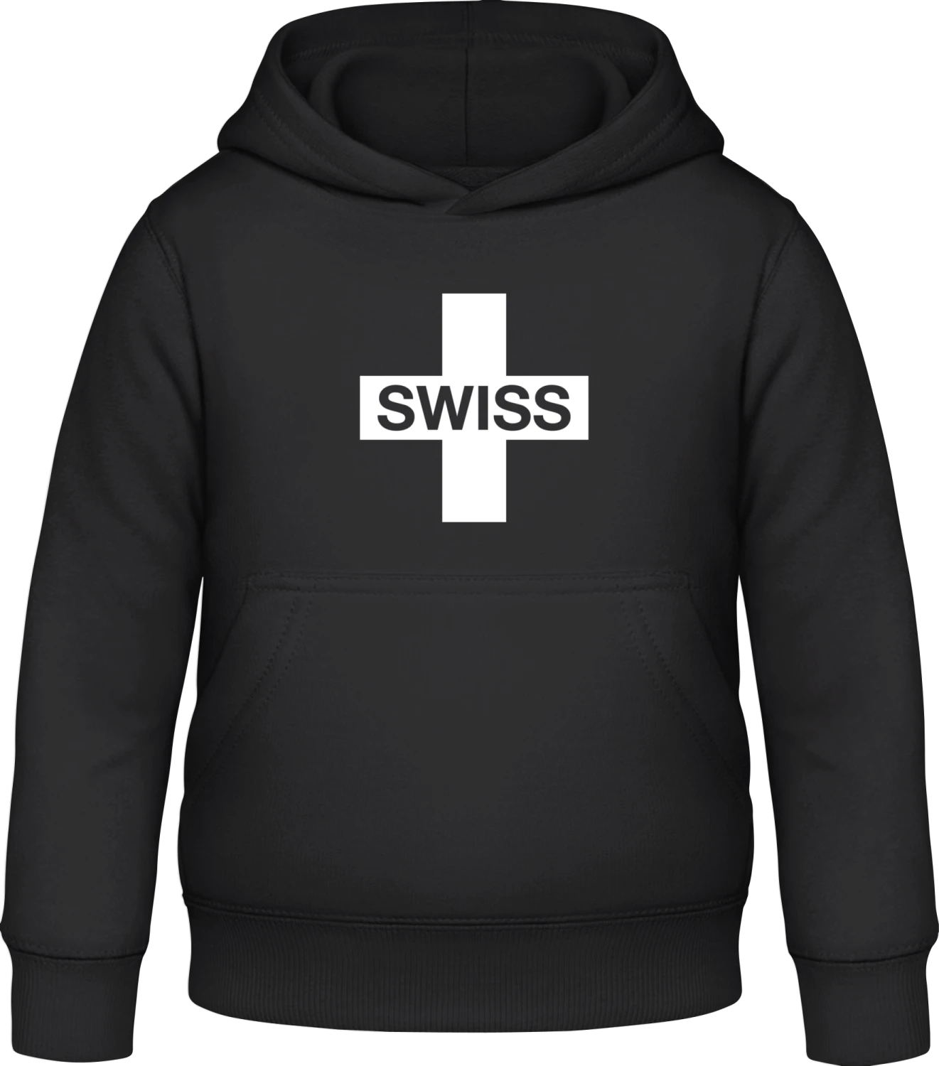 Switzerland Cross - Black Awdis Hoodie Kids - Front