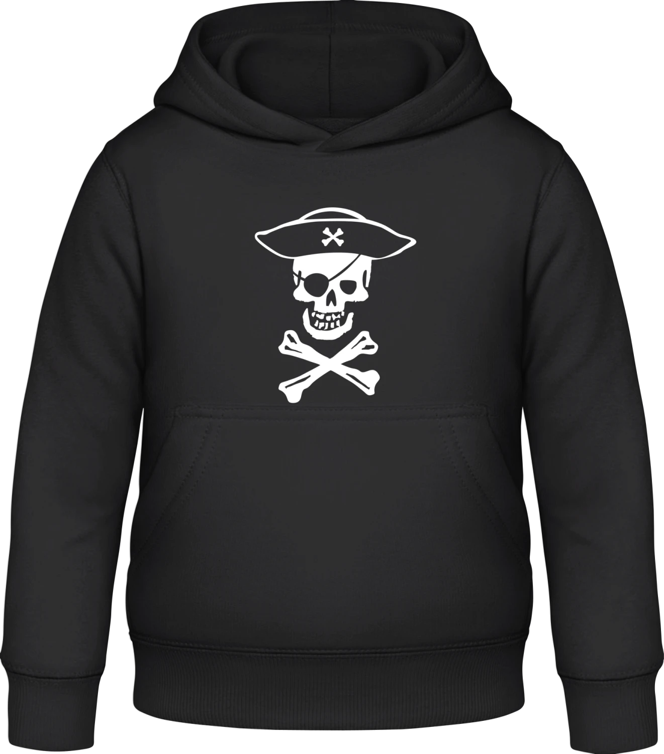 Pirate Skull - Black Awdis Hoodie Kids - Front