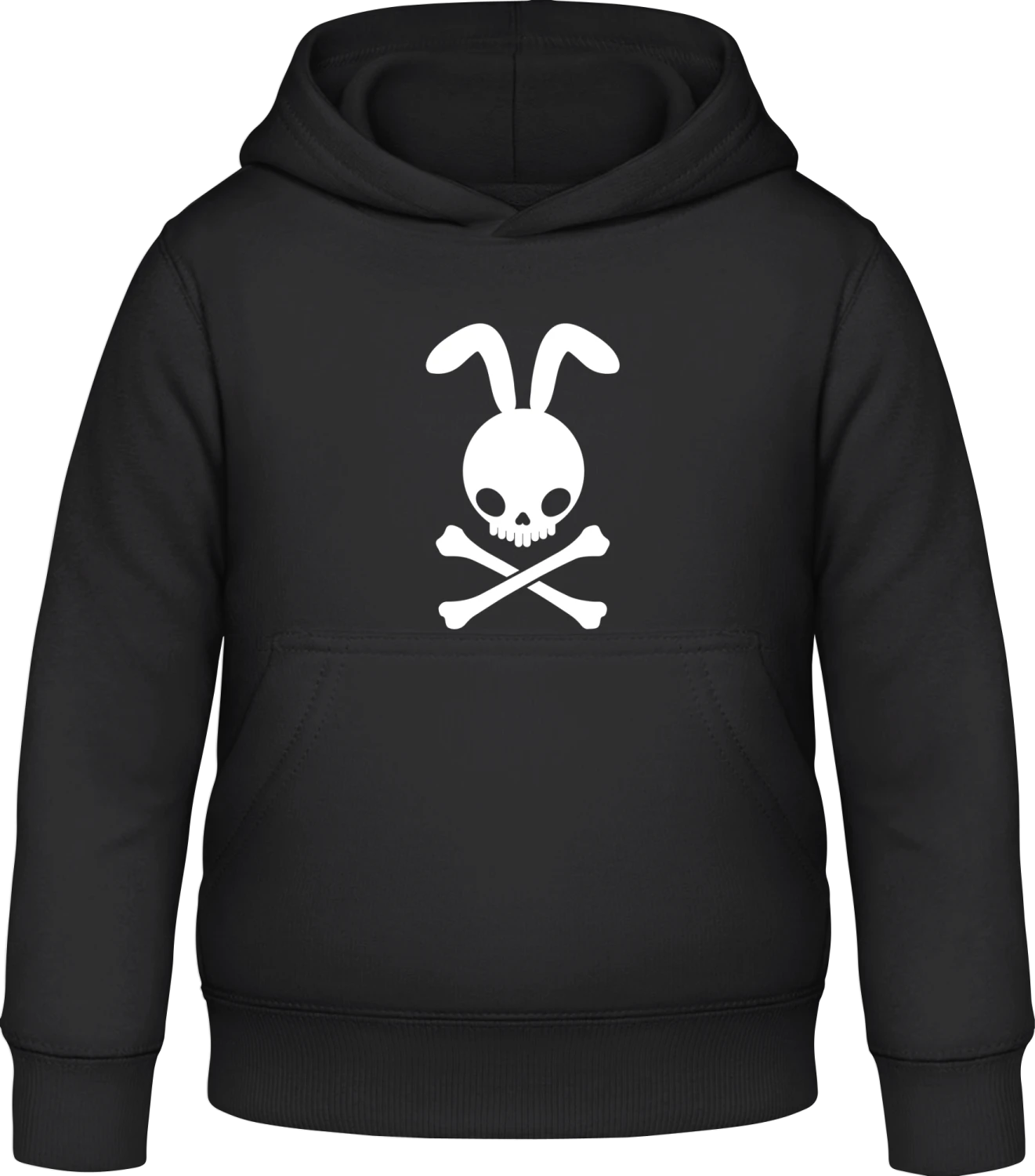 Rabbit Skull And Crossbones - Black Awdis Hoodie Kids - Front