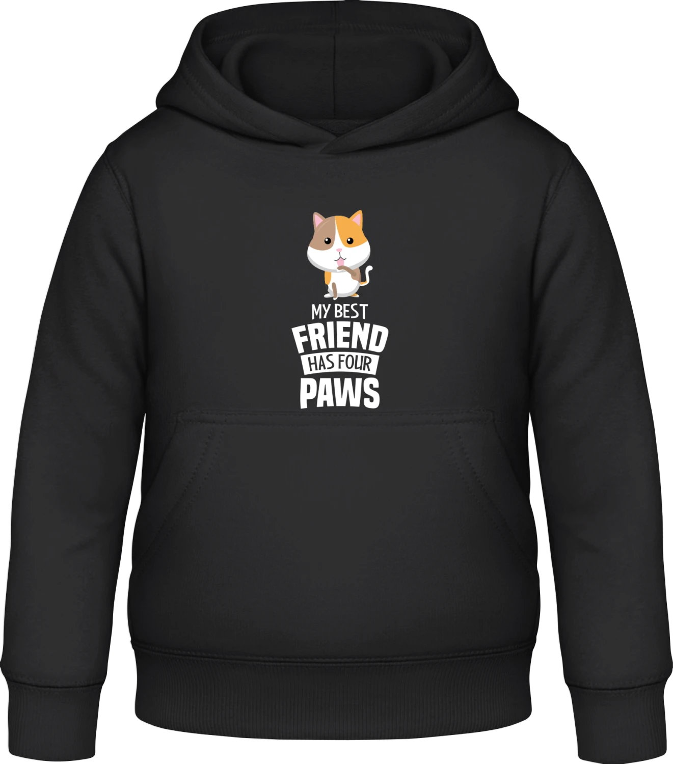 My Best Friend Has Four Paws Cat - Black Awdis Hoodie Kids - Front