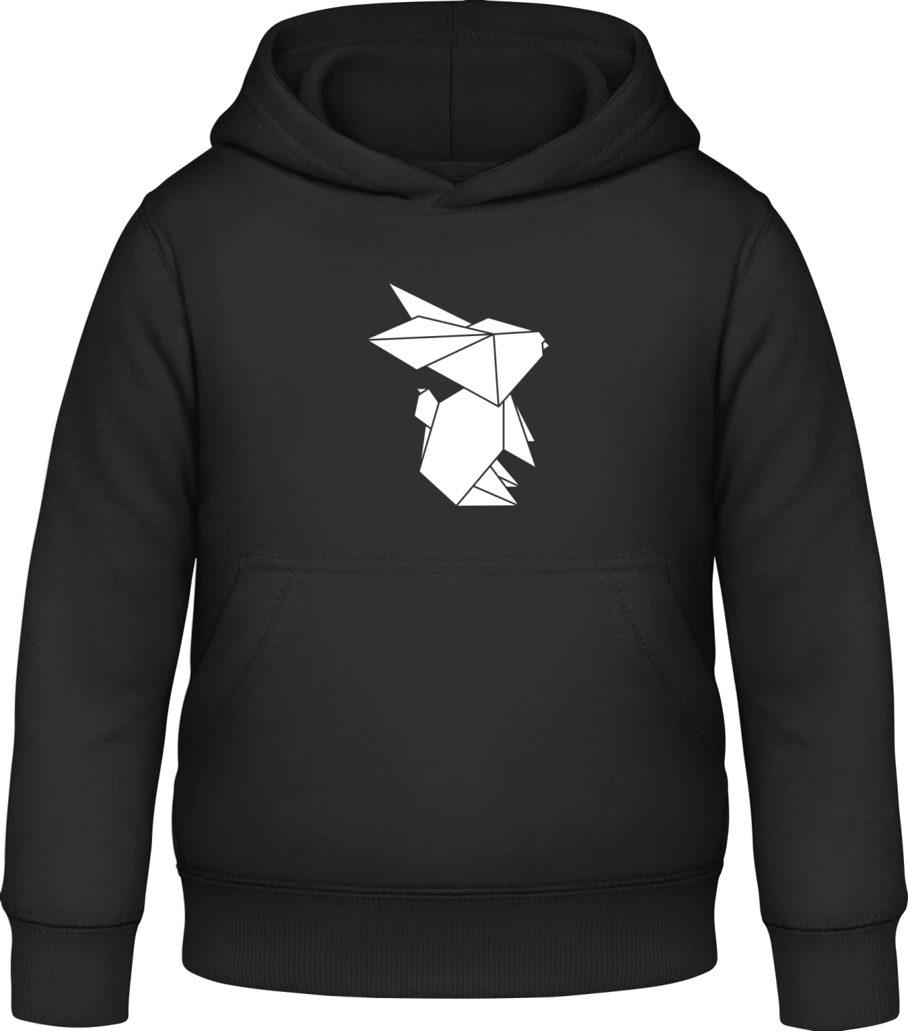 Paper Bunny - Black Awdis Hoodie Kids - Front