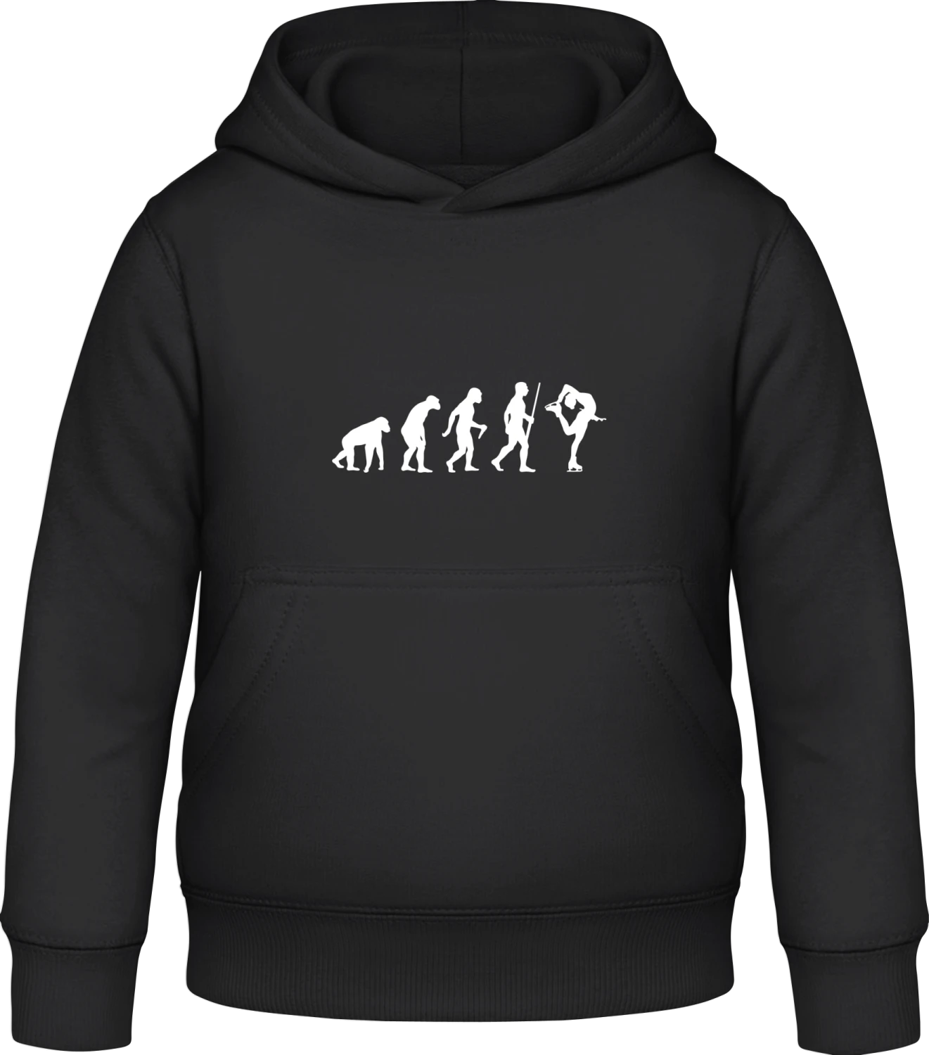 Ice Figure Skater Evolution Humour - Black Awdis Hoodie Kids - Front