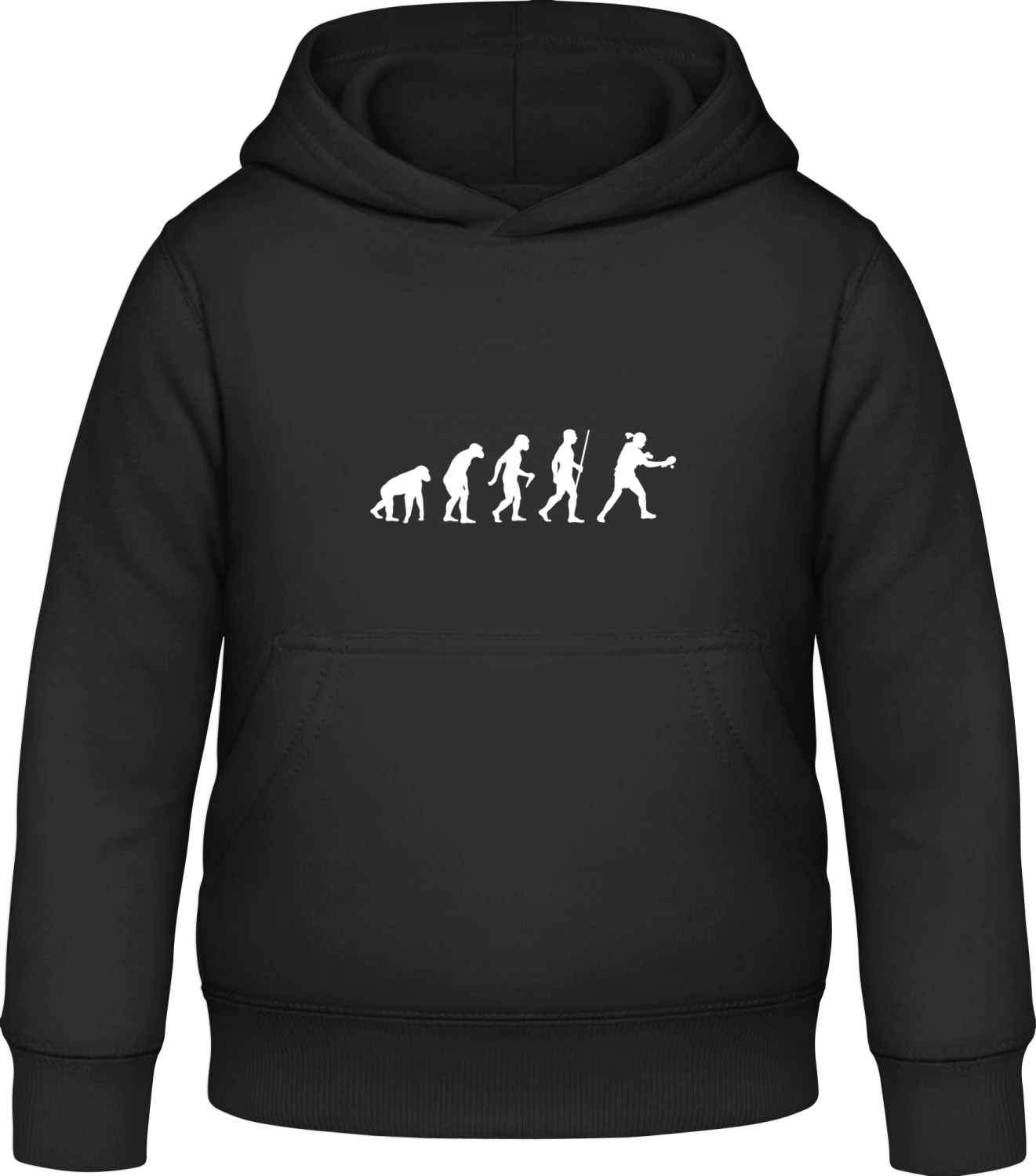 Table Tennis Evolution Humour - Black Awdis Hoodie Kids - Front