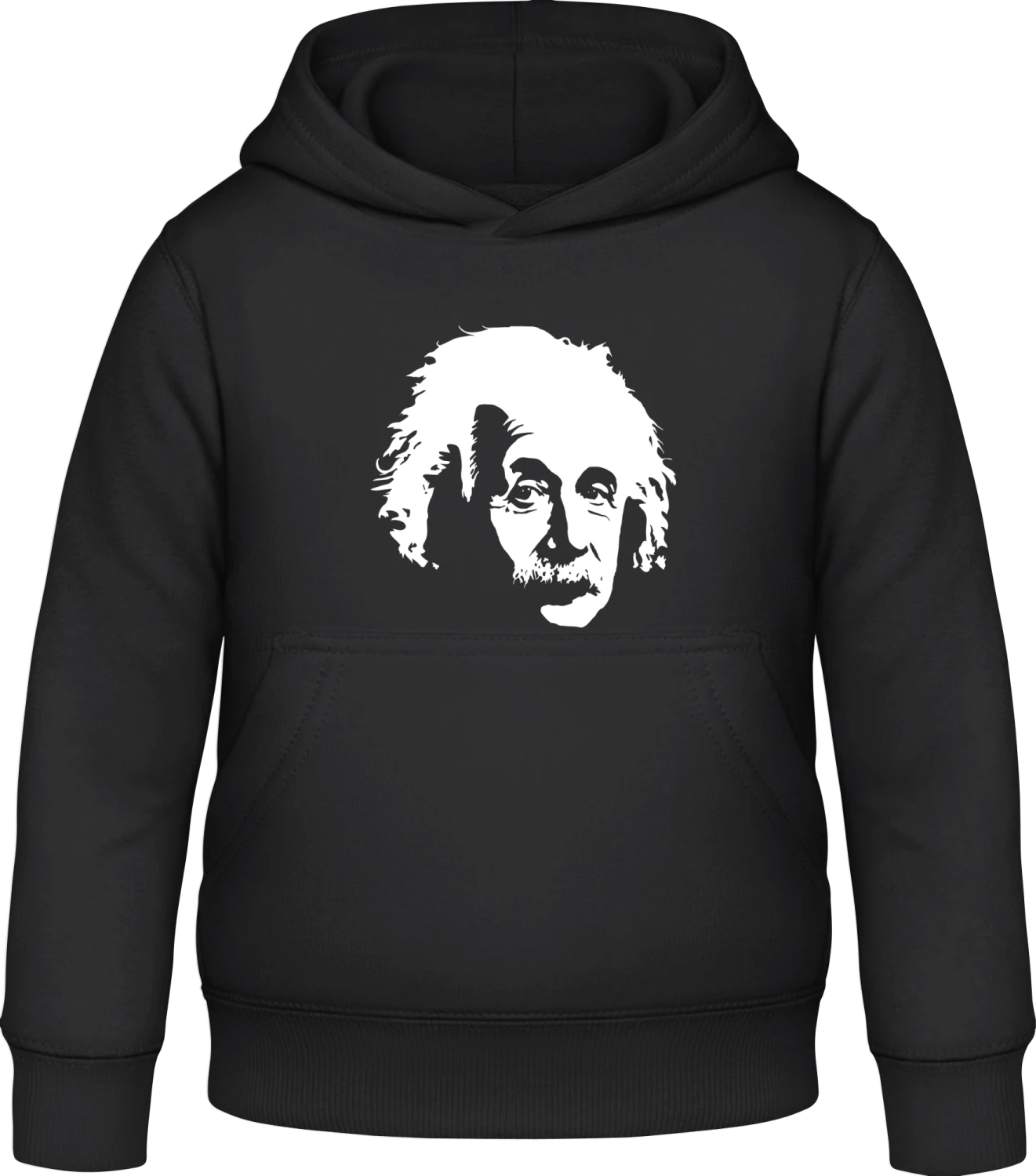 Einstein Face - Black Awdis Hoodie Kids - Front