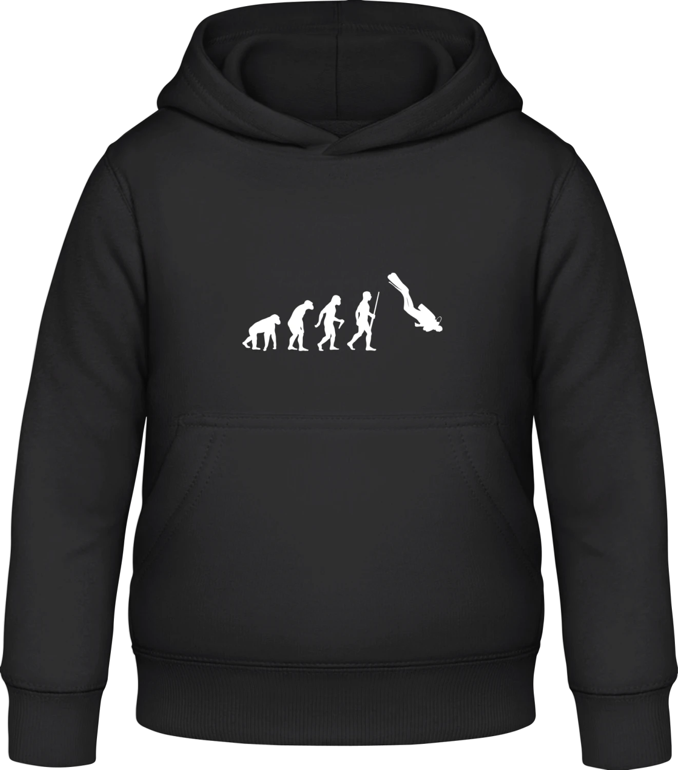 Diving Evolution Humor - Black Awdis Hoodie Kids - Front