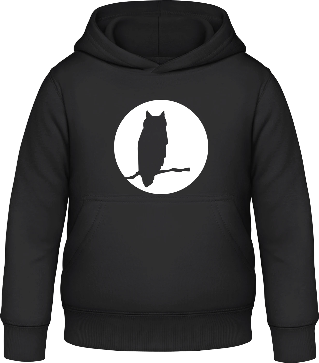 Owl in Moonlight - Black Awdis Hoodie Kids - Front