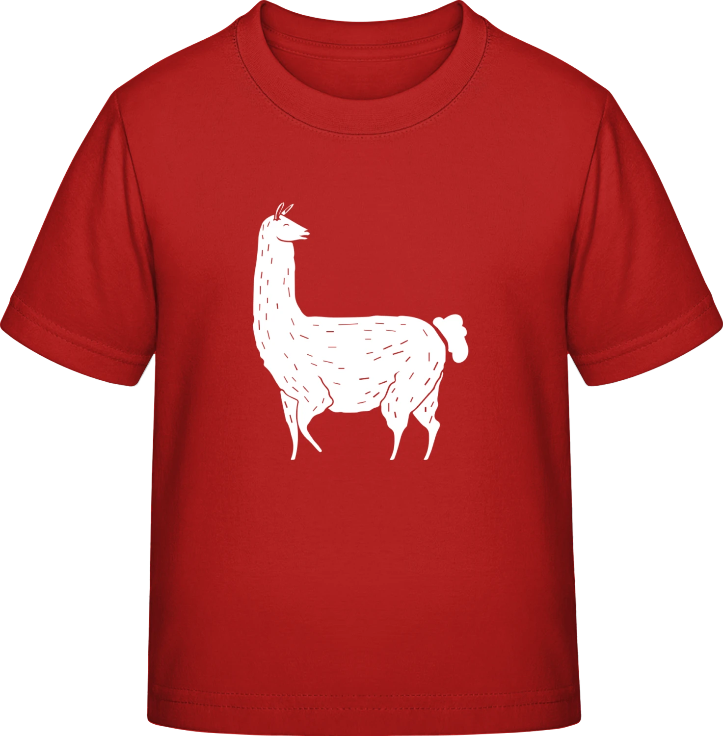 Contented Llama - Red Exact 190 Kids - Front