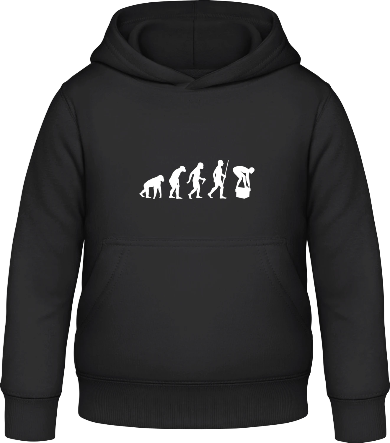 Swimming Evolution Humour - Black Awdis Hoodie Kids - Front