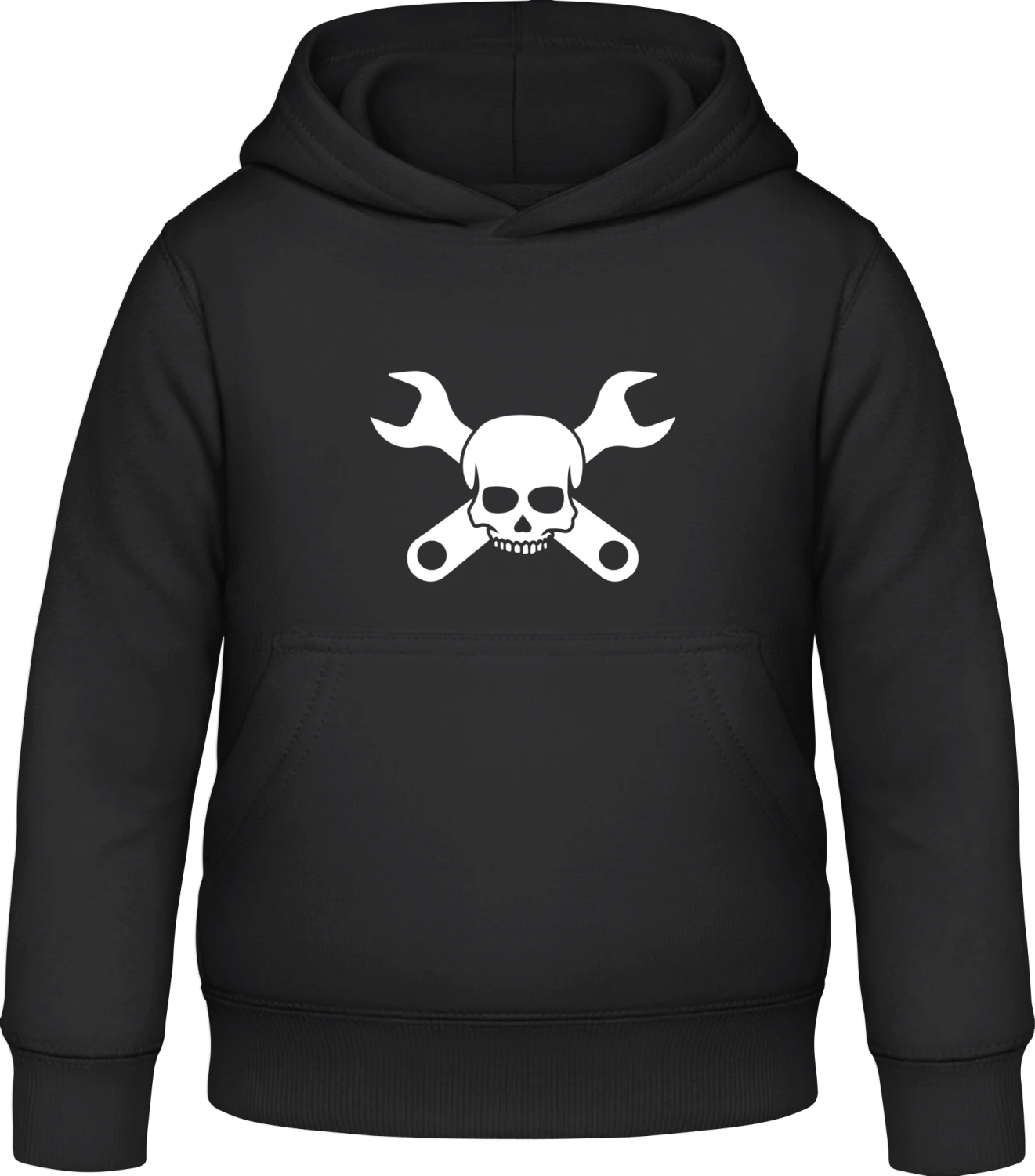 Craftsman Mechanic Skull - Black Awdis Hoodie Kids - Front