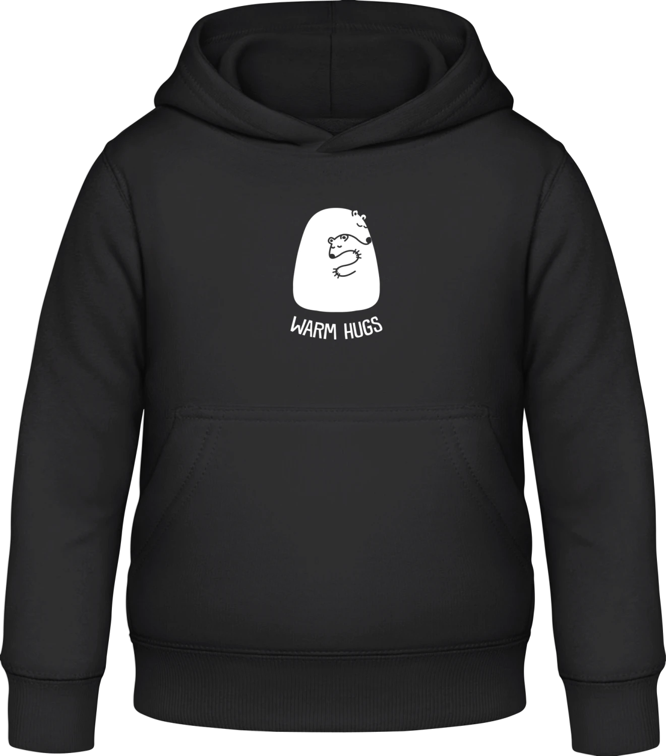 Warm Hugs Ice Bear - Black Awdis Hoodie Kids - Front