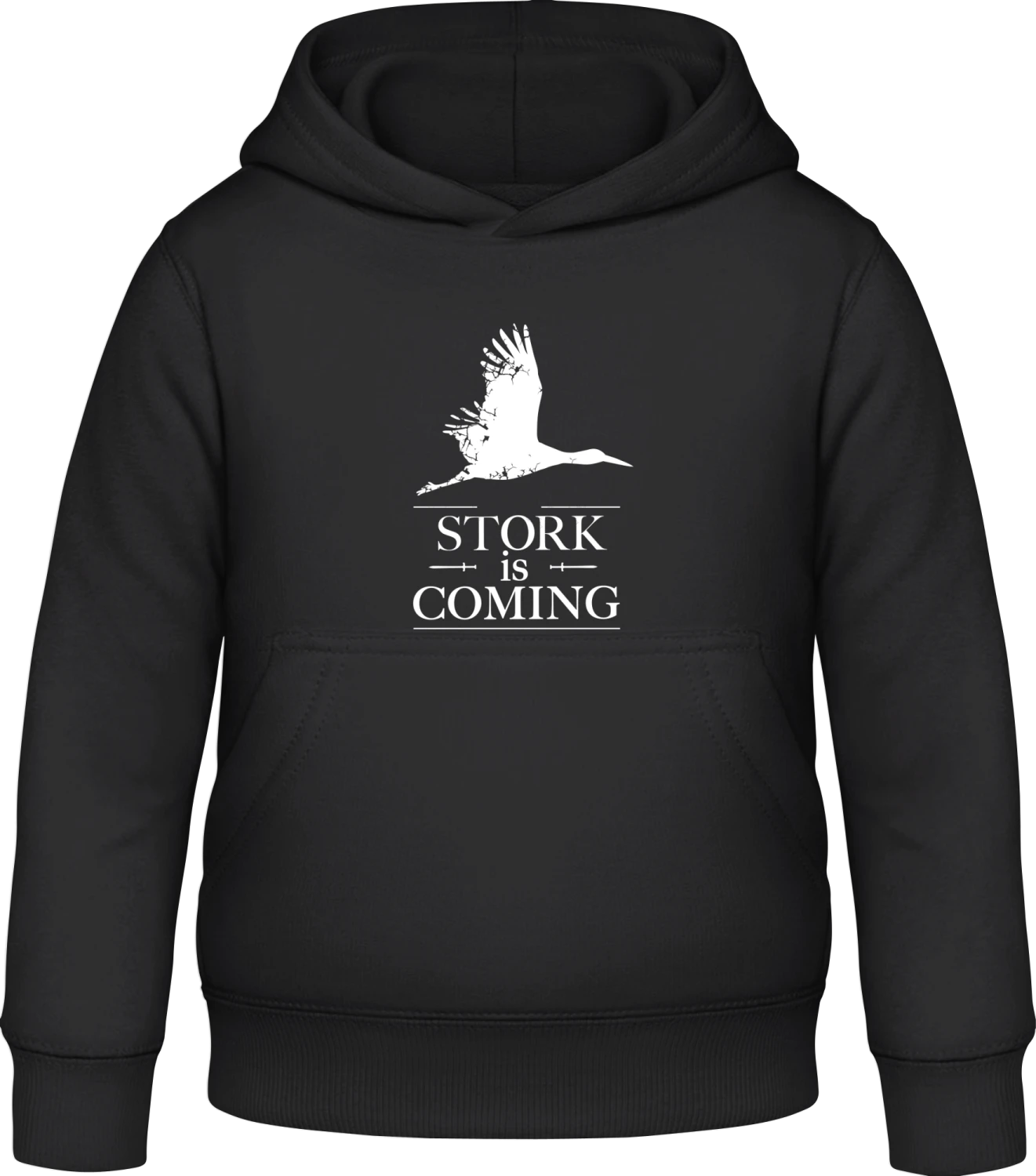 Stork Is Coming - Black Awdis Hoodie Kids - Front