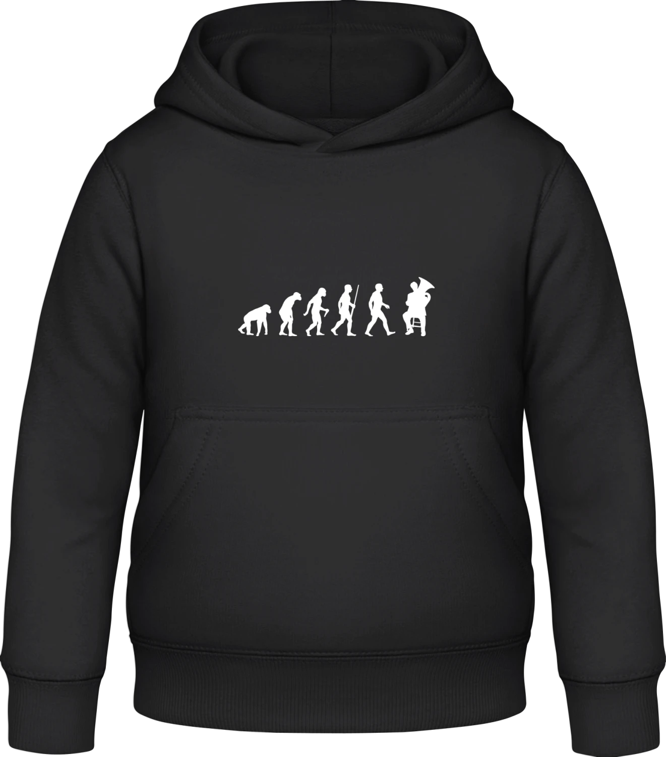 Evolution Of Tuba Player - Black Awdis Hoodie Kids - Front