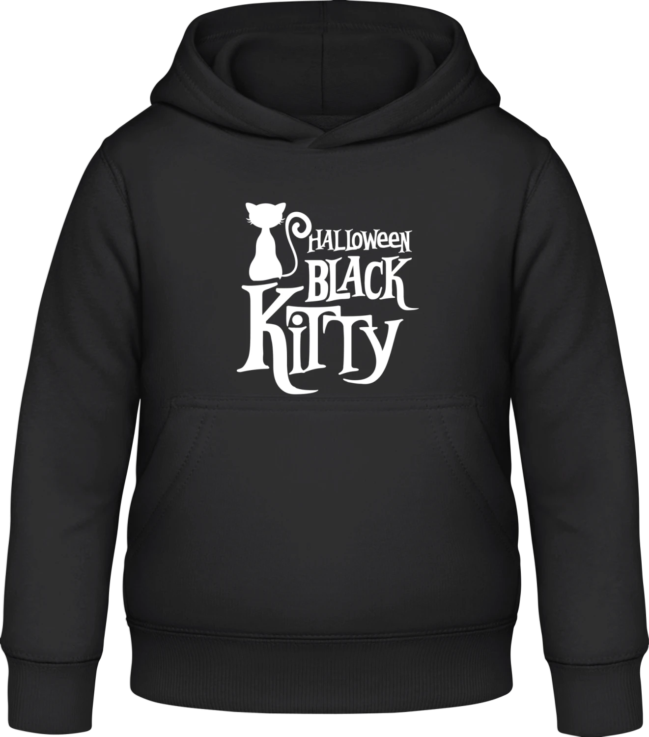 Halloween Black Kitty - Black Awdis Hoodie Kids - Front