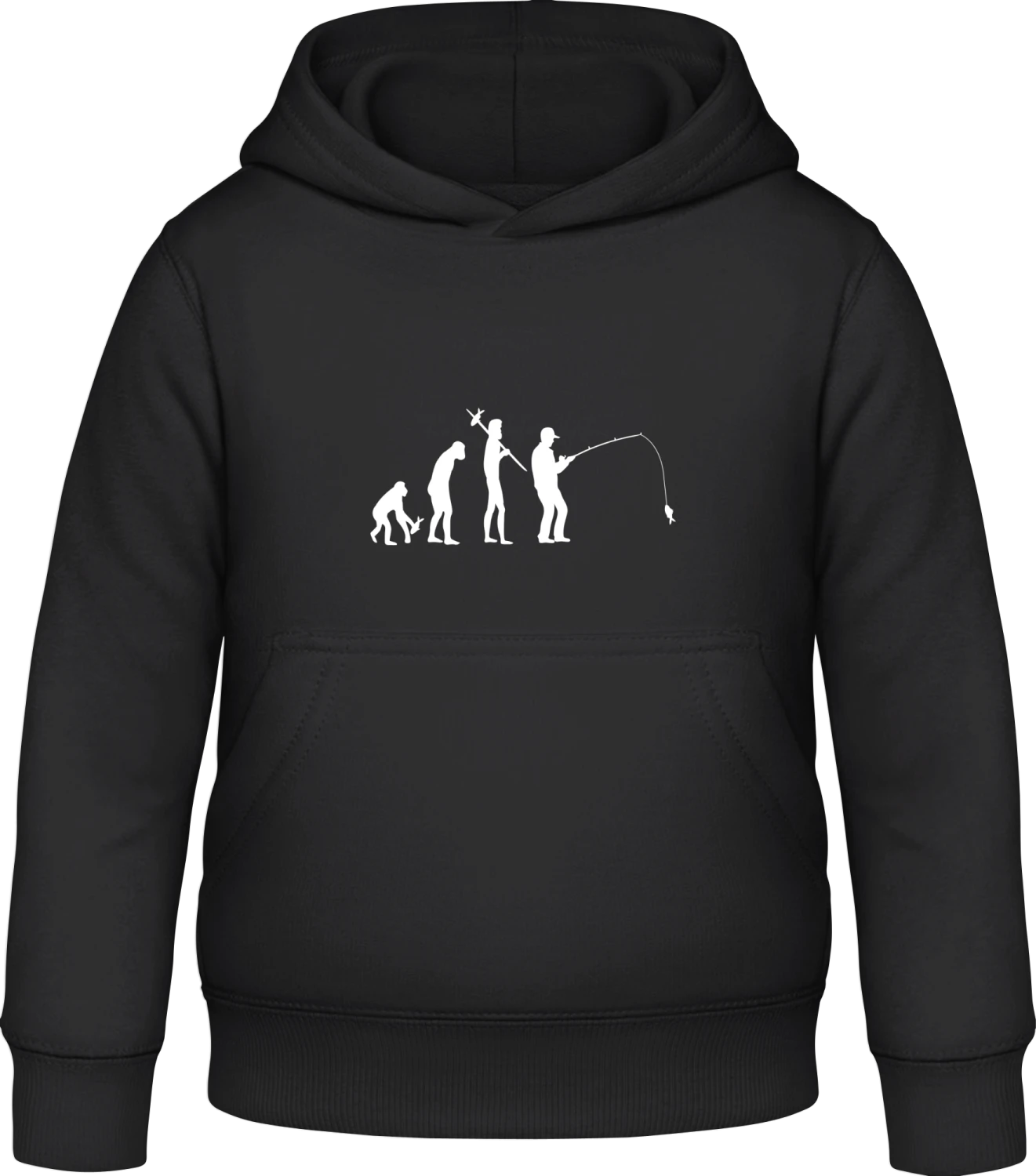 Fishing Evolution - Black Awdis Hoodie Kids - Front