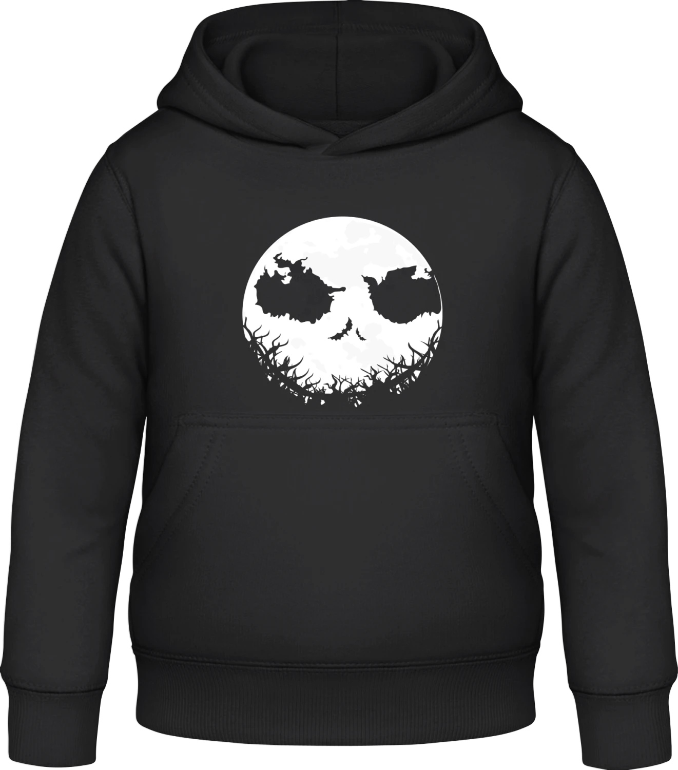 Halloween Moonlight Face - Black Awdis Hoodie Kids - Front