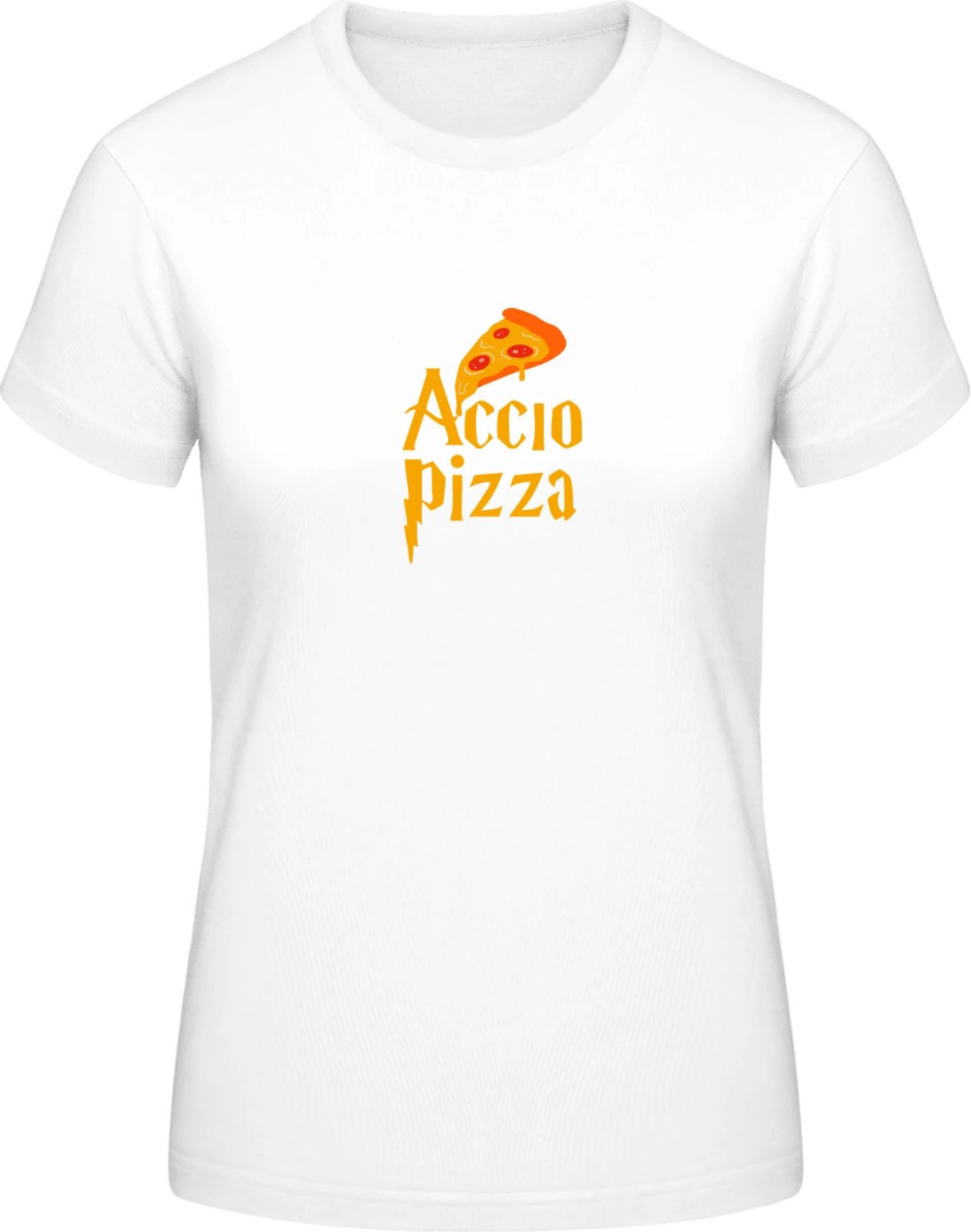 Accio Pizza - White #E190 women T-Shirt - Front