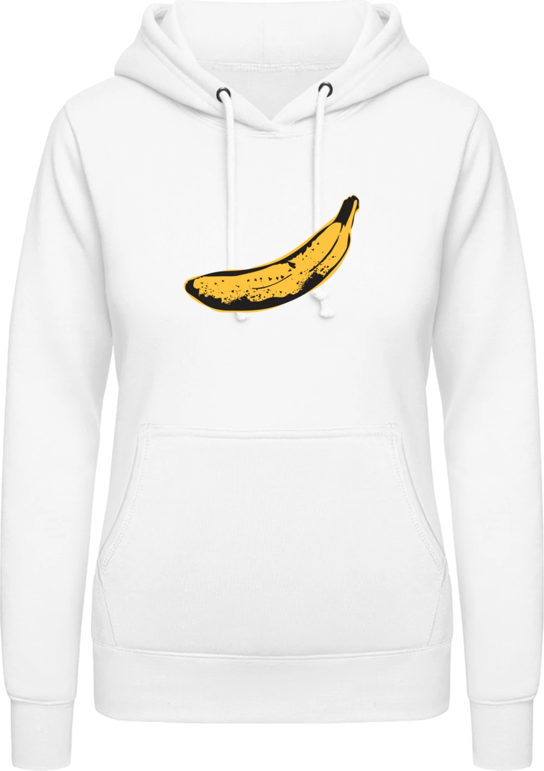 Banana Illustration - Arctic white AWDis ladies hoodie - Front