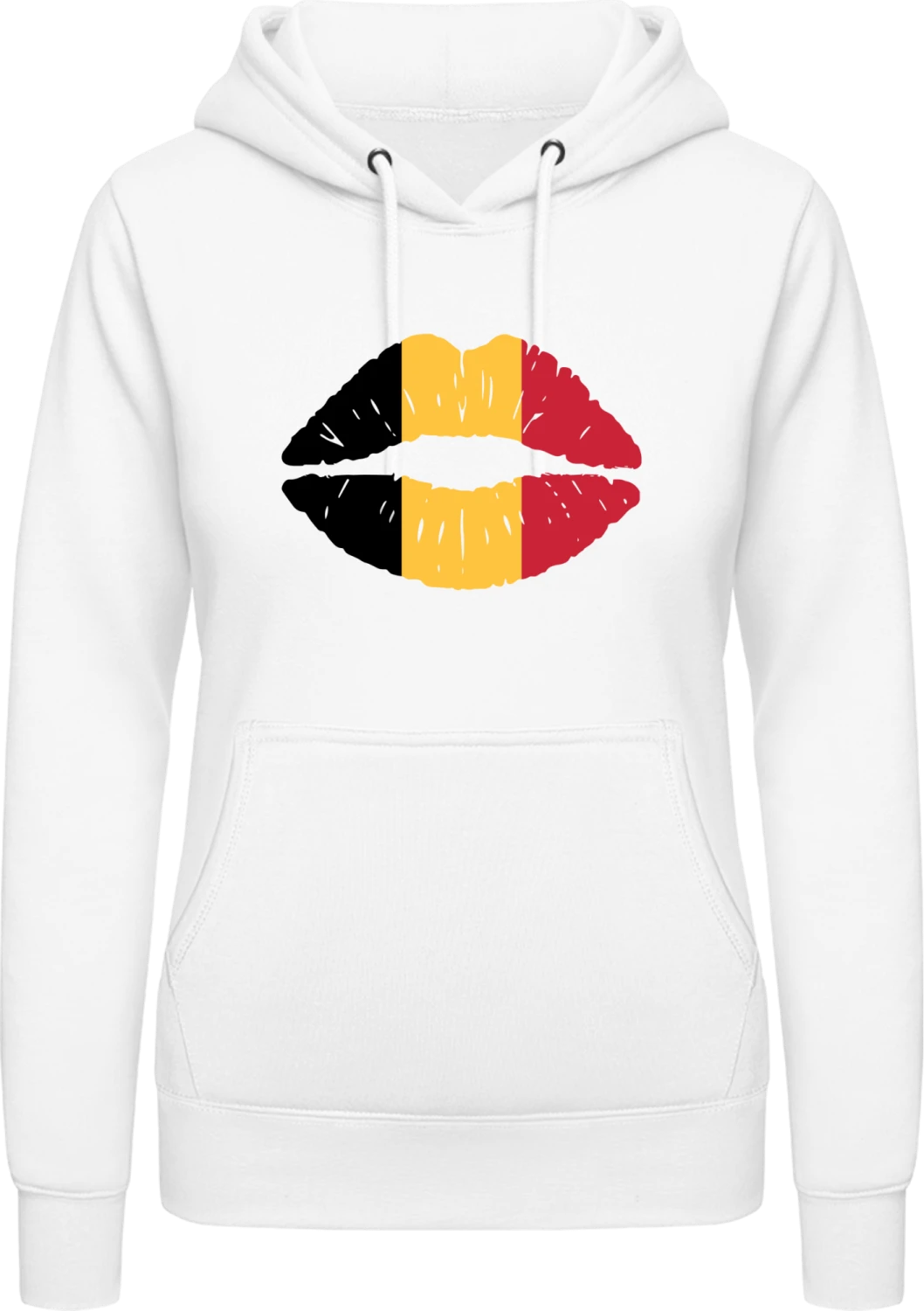Belgium Kiss Flag - Arctic white AWDis ladies hoodie - Front