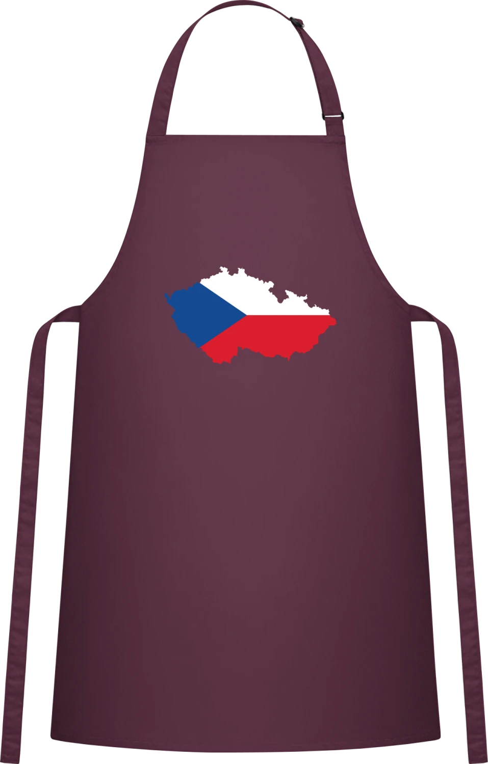 Czech Republic Map - Aubergine Cotton Bib Apron - Front
