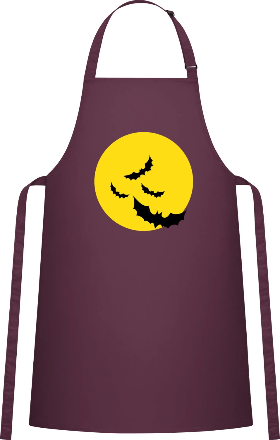 Bats Illustration - Aubergine Cotton Bib Apron - Front
