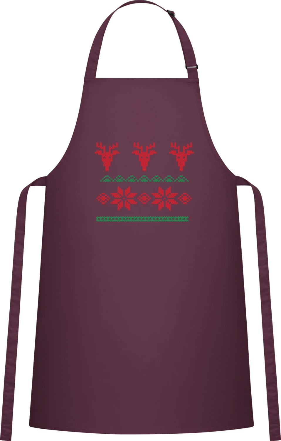 Reindeer Winter Pattern - Aubergine Cotton Bib Apron - Front