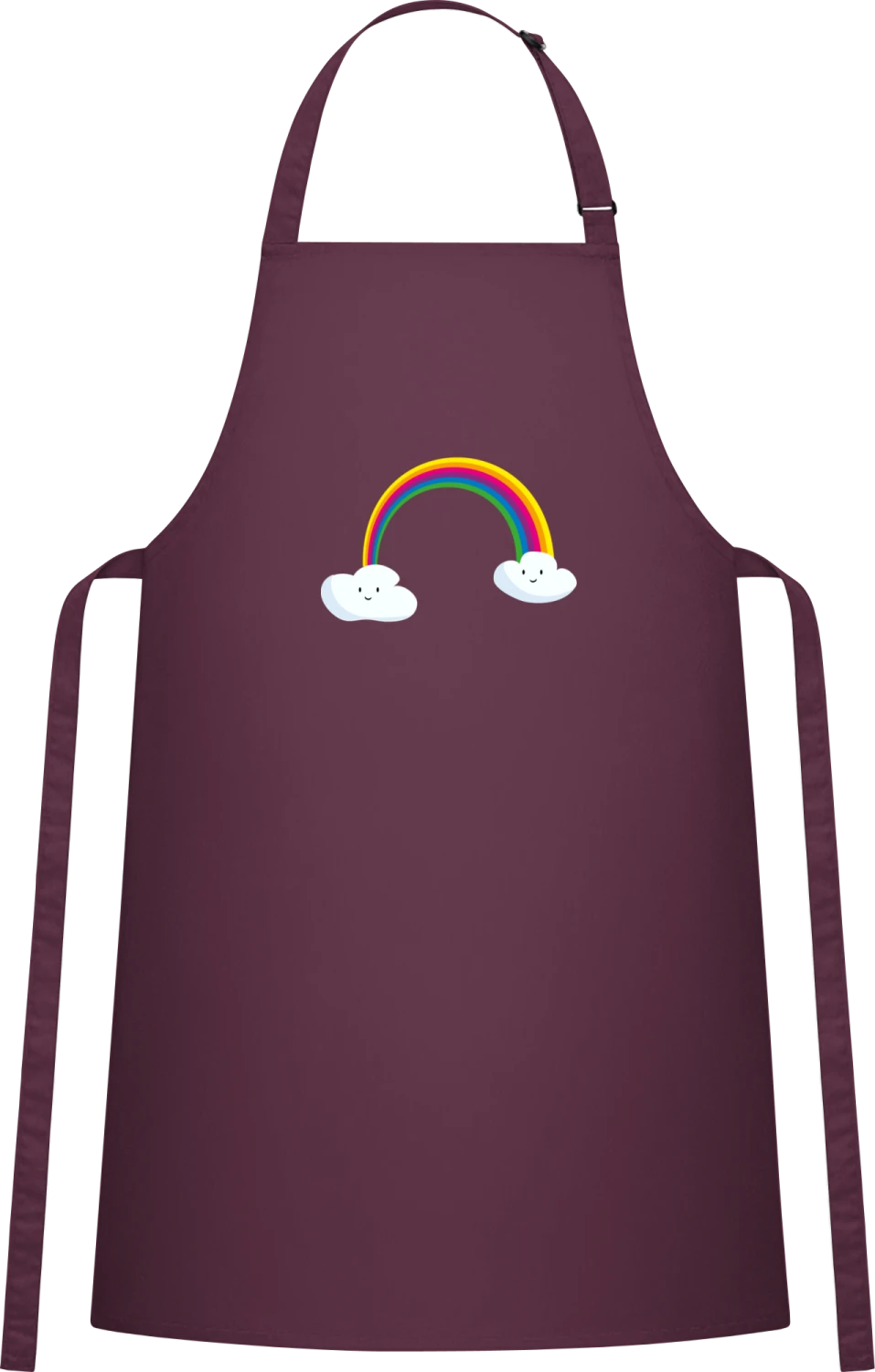 Rainbow Clauds - Aubergine Cotton Bib Apron - Front