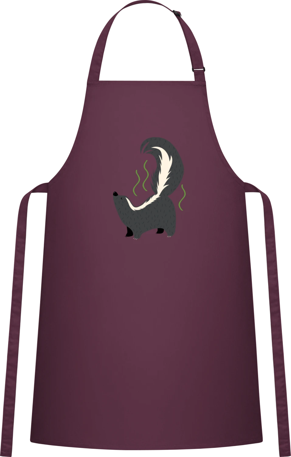 Stinky Skunk - Aubergine Cotton Bib Apron - Front