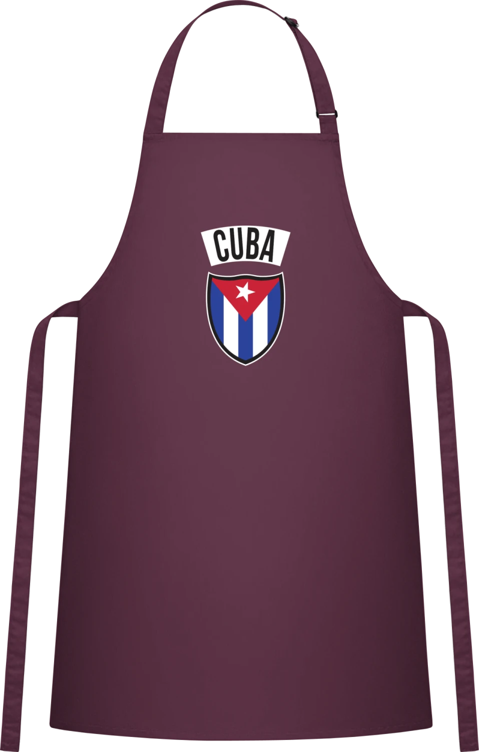 Cuba Shield - Aubergine Cotton Bib Apron - Front