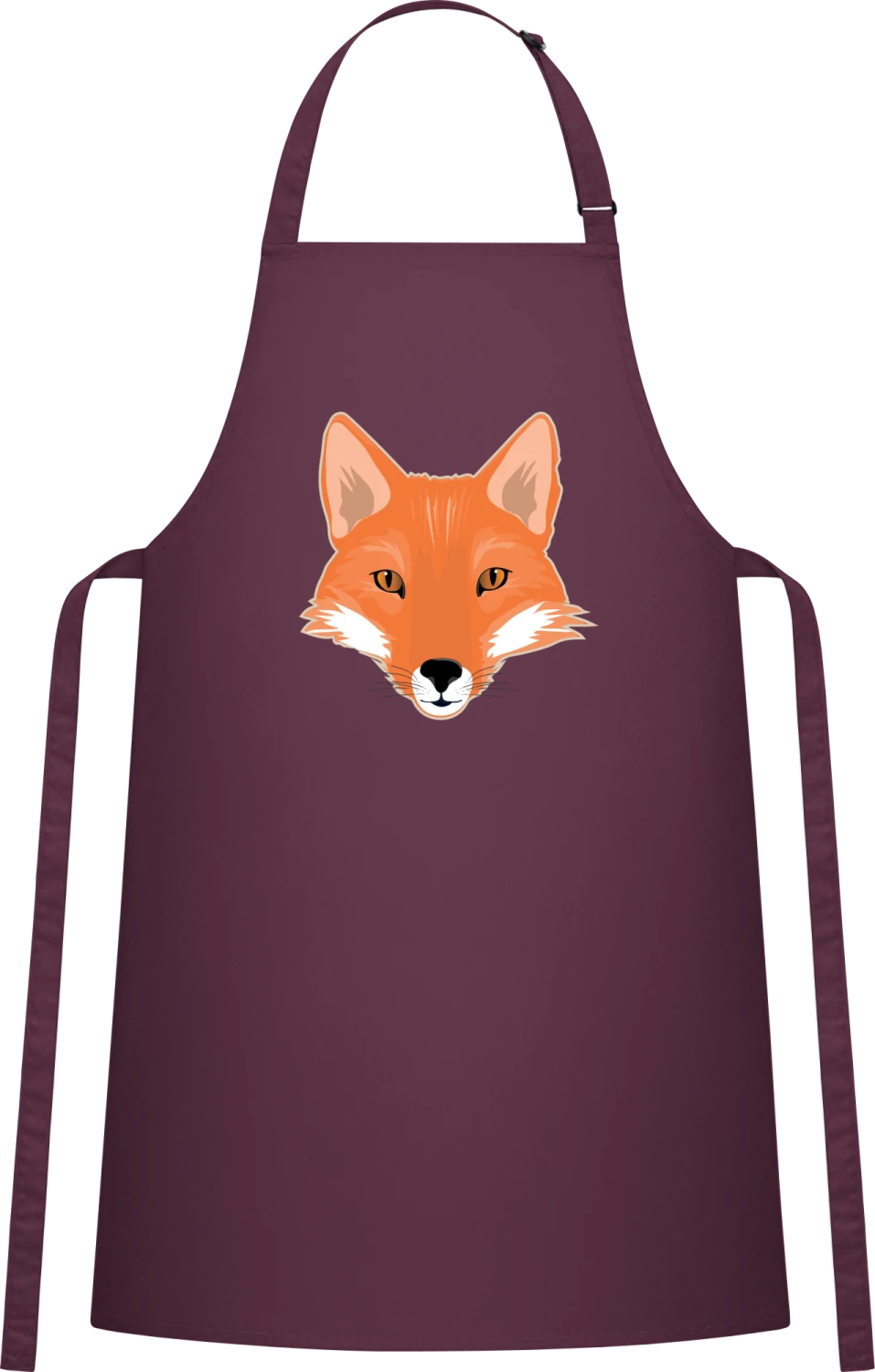 Fox Head - Aubergine Cotton Bib Apron - Front