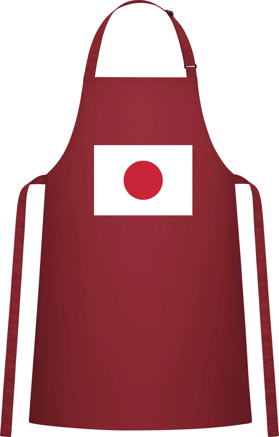 Japan Flag - Burgundy Cotton Bib Apron - Front